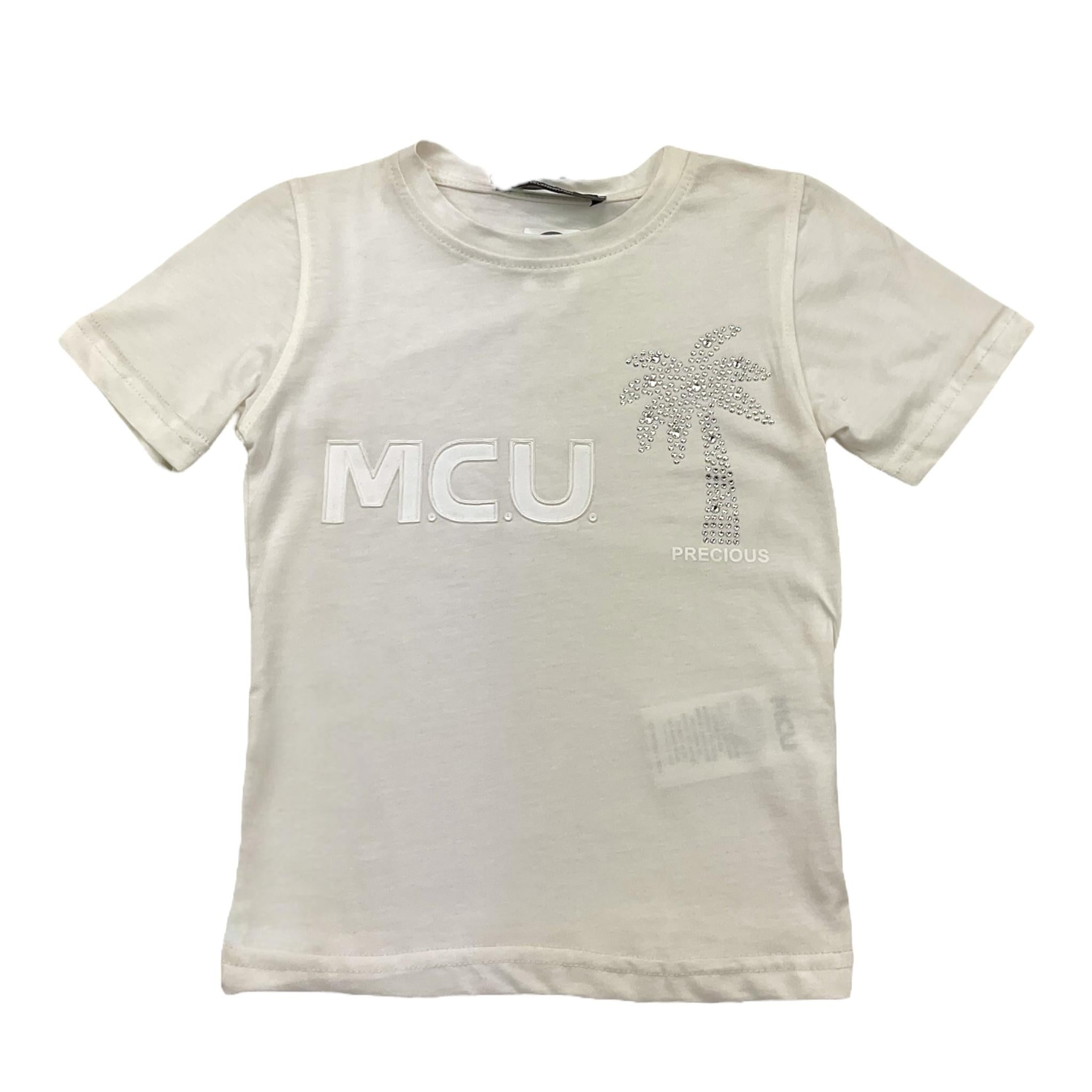 MCU t-shirt girocollo tinta unita con brillantini Bianco per Bambina MCUK6002 BIANCO MCU