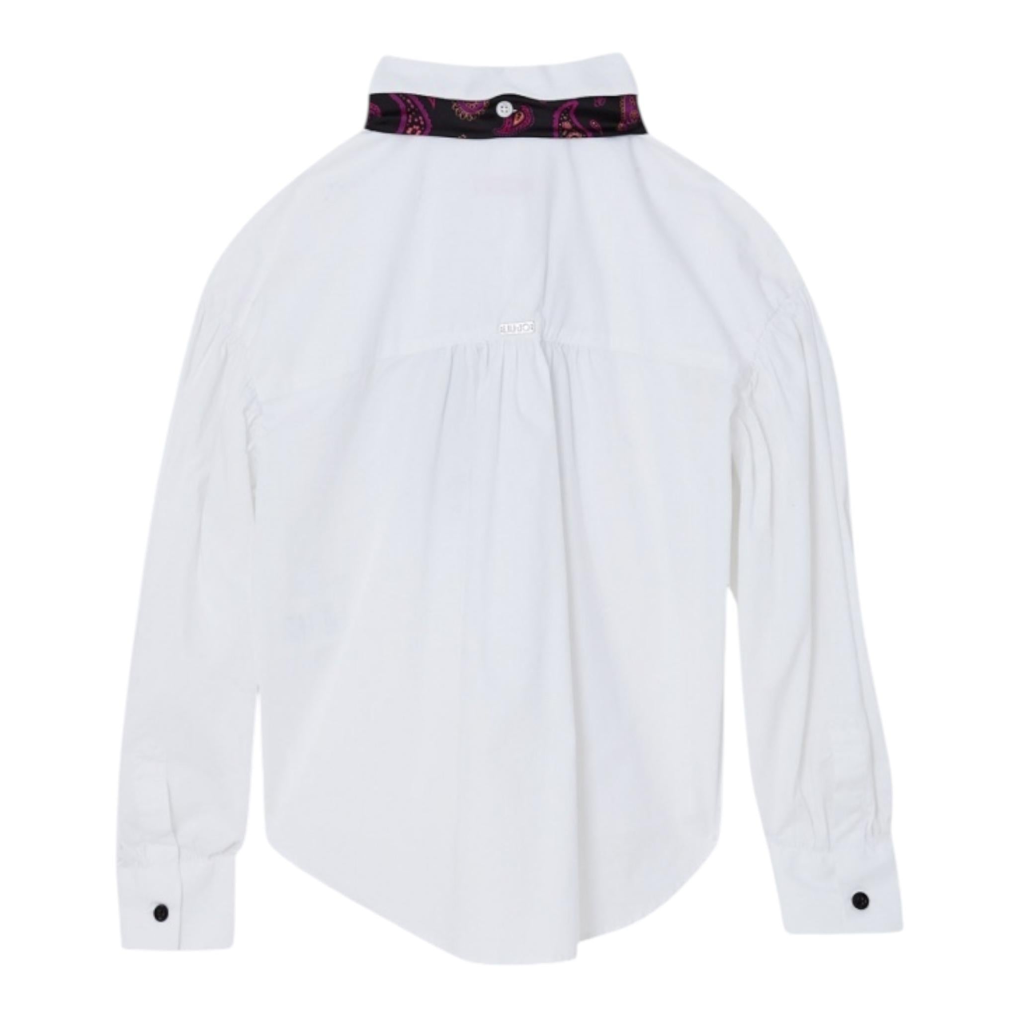 LIU JO camicia tinta unita con foulards Bianco per Bambina GF3028 BIANCO LIU JO