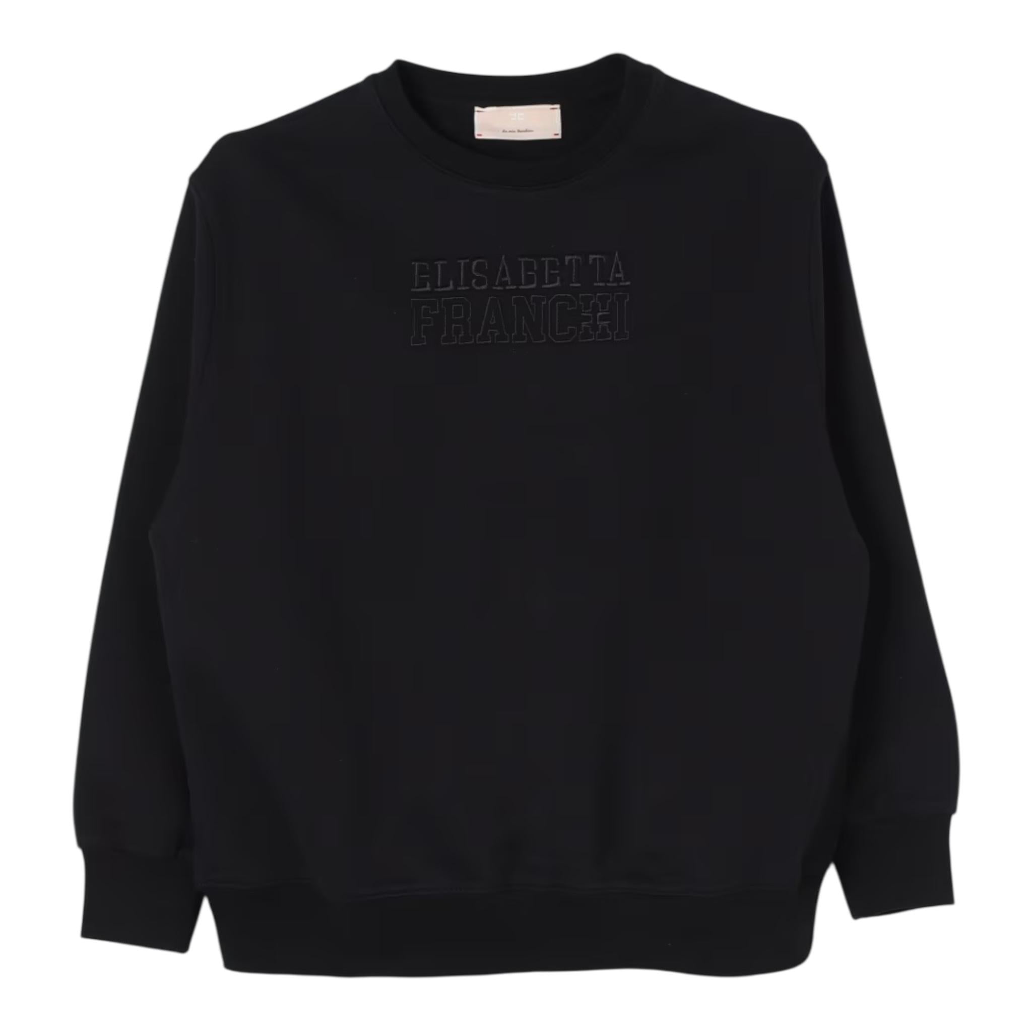 ELISABETTA FRANCHI felpa chiusa girocollo tinta unita con logo Nero per Bambina EFFE138 NERO ELISABETTA FRANCHI