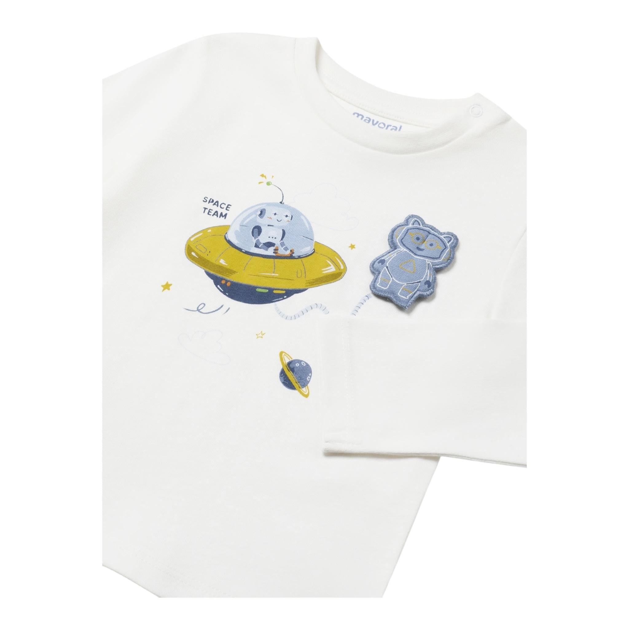 MAYORAL shirt girocollo tinta unita con stampa in contrasto Bianco per Neonato 2043 BIANCO MAYORAL