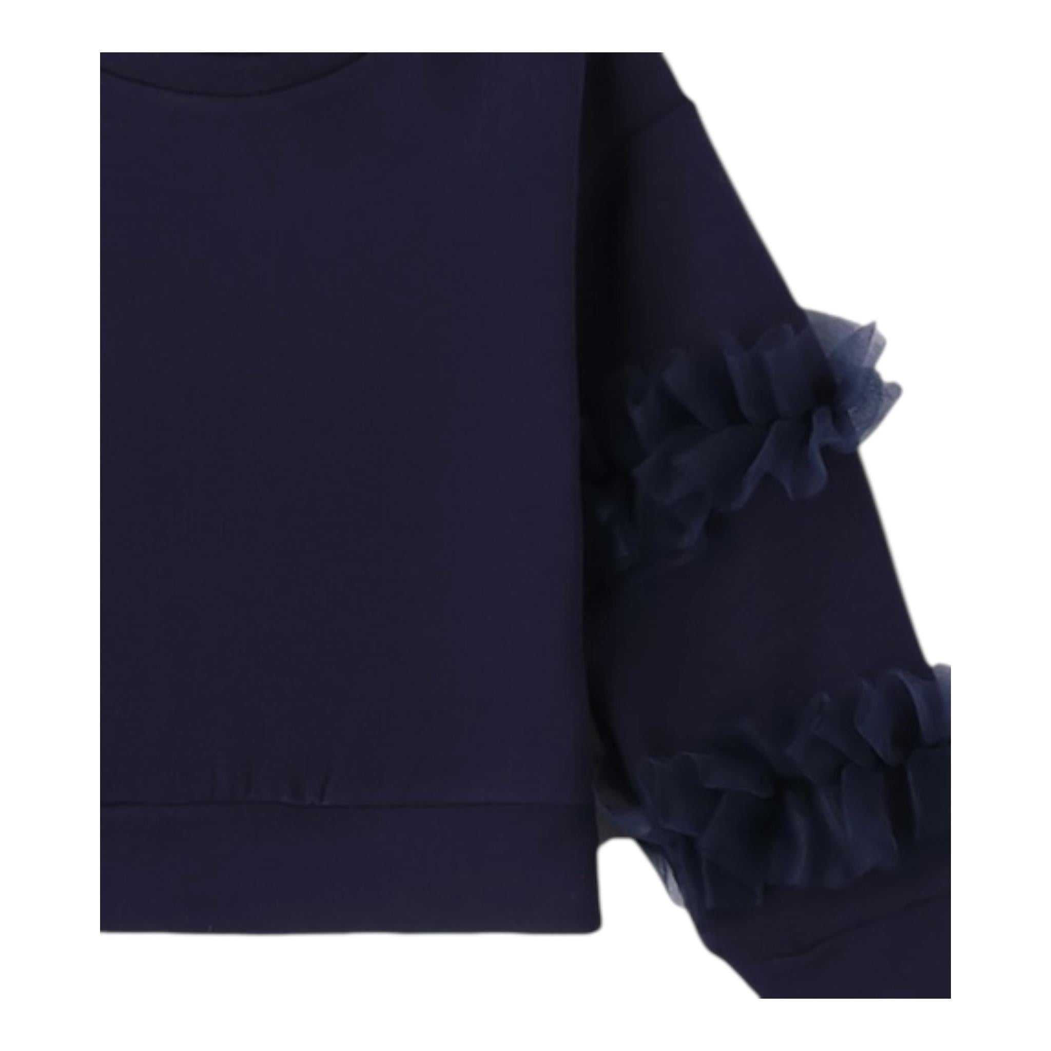 SARABANDA felpa girocollo tinta unita con tulle Blu per Neonata 0A301 BLU SARABANDA