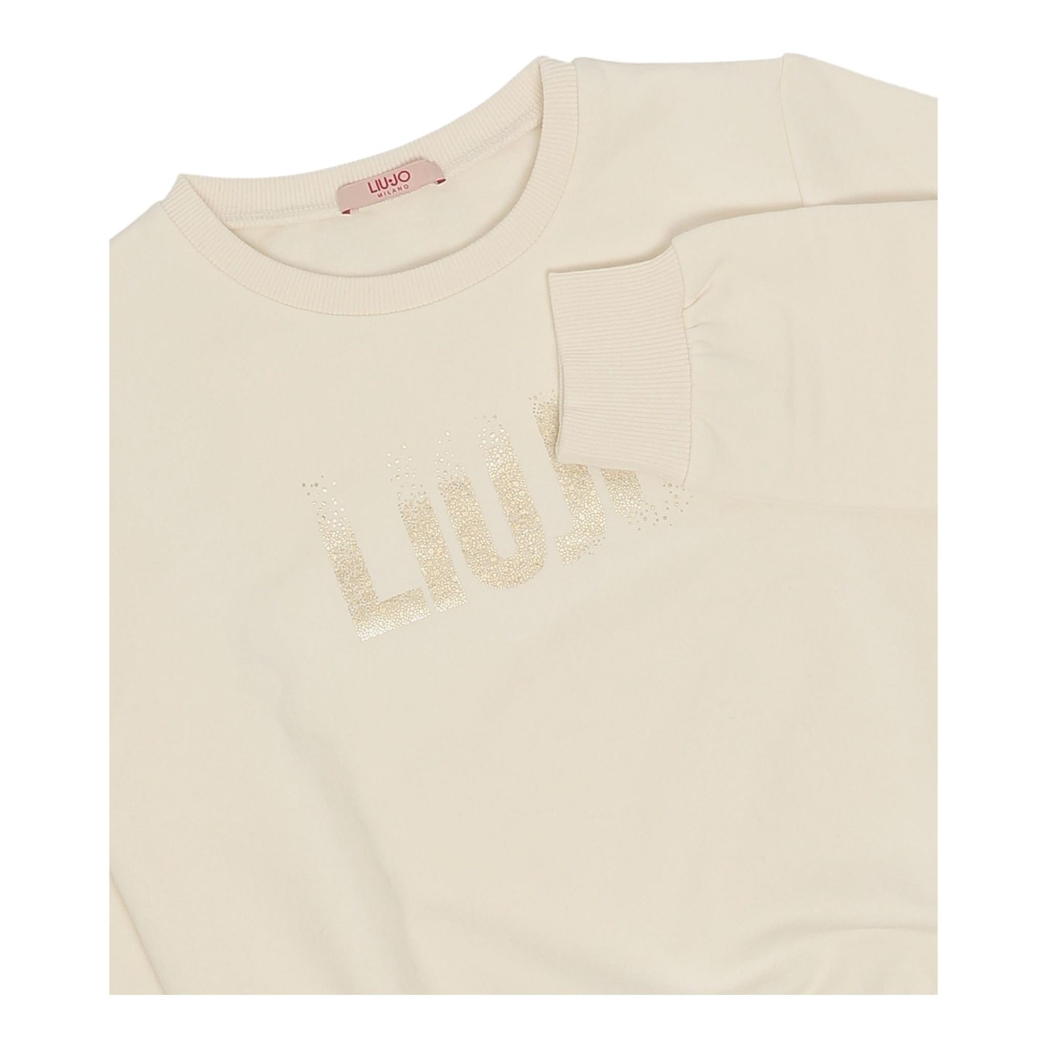 LIU JO felpa girocollo tinta unita con stampa Panna per Bambina GF4025X PANNA LIU JO