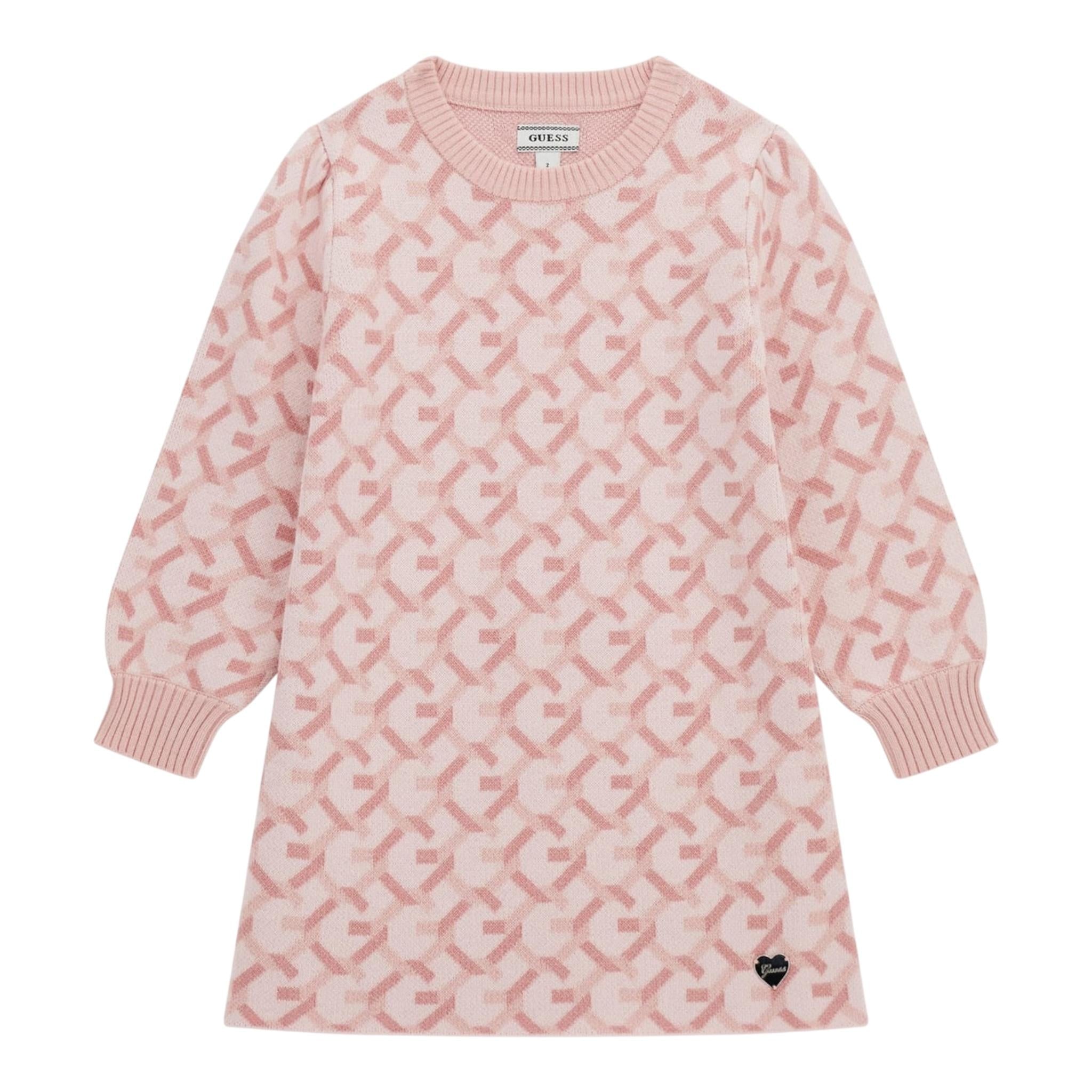 GUESS abito girocollo tinta unita con fantasia Rosa per Bambina K4BK17Z2PA0 ROSA GUESS