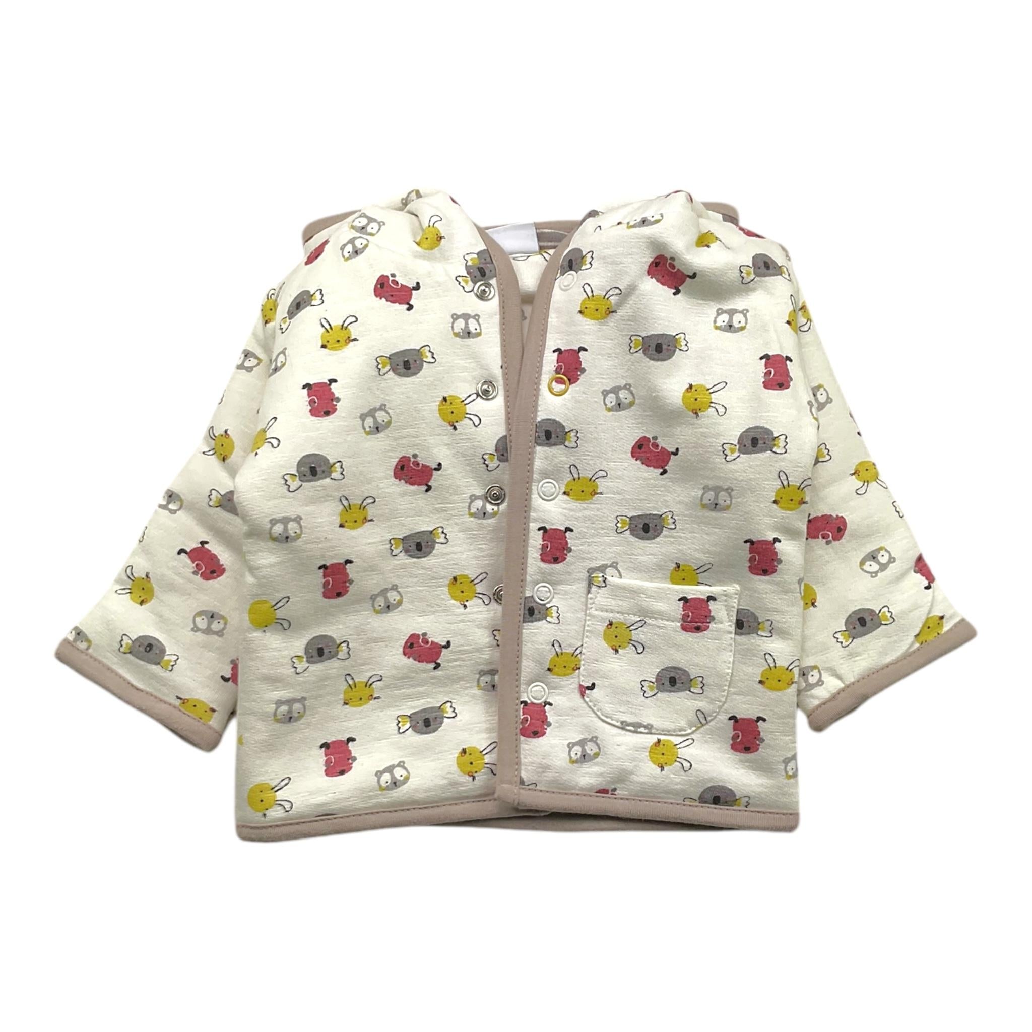 YATSI BABY completo 3pz pantalone-shirt-giubbino tinta unita con cappuccio bottoni e stampa Panna per Neonato 24431550 PANNA YATSI BABY