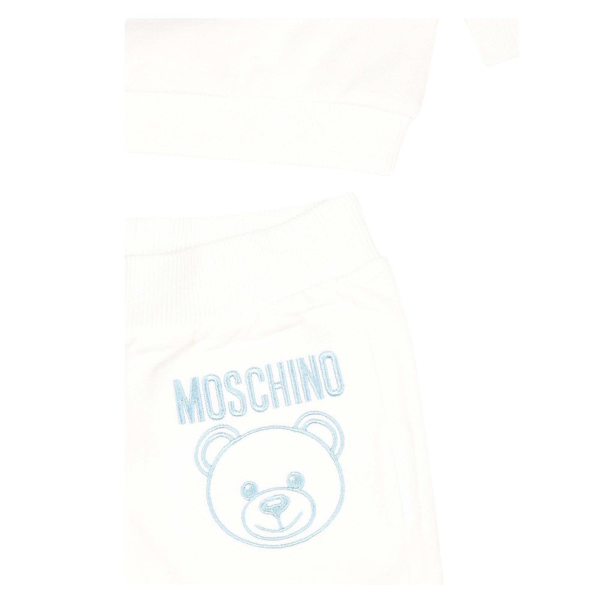 MOSCHINO completo 2 pezzi felpa-pantalone tinta unita Bianco per Neonato MUK051 BIANCO MOSCHINO