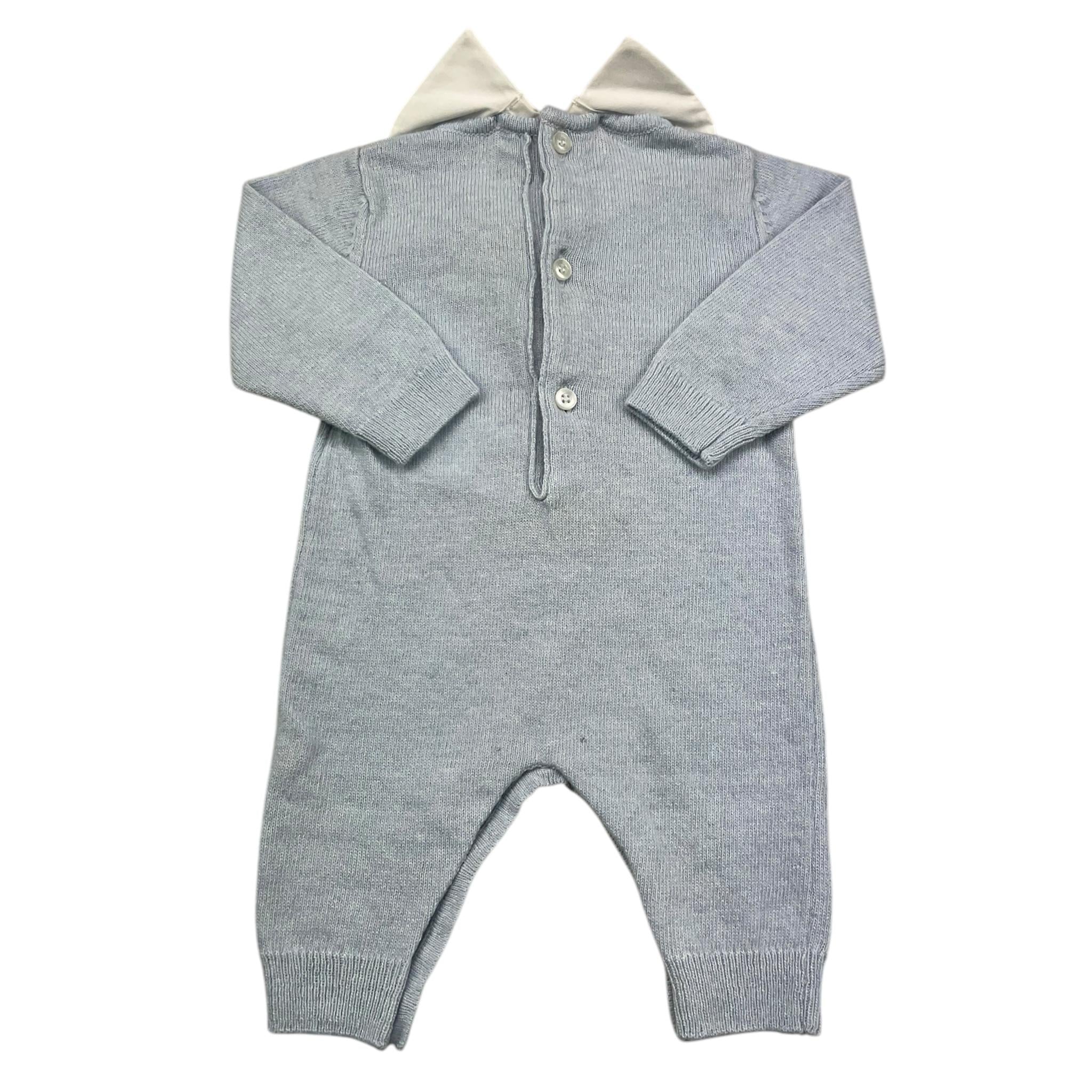 LE BEBE' tutina manica lunga tinta unita con orso Azzurro per Neonato LBB4290 AZZURRO LE BEBE'