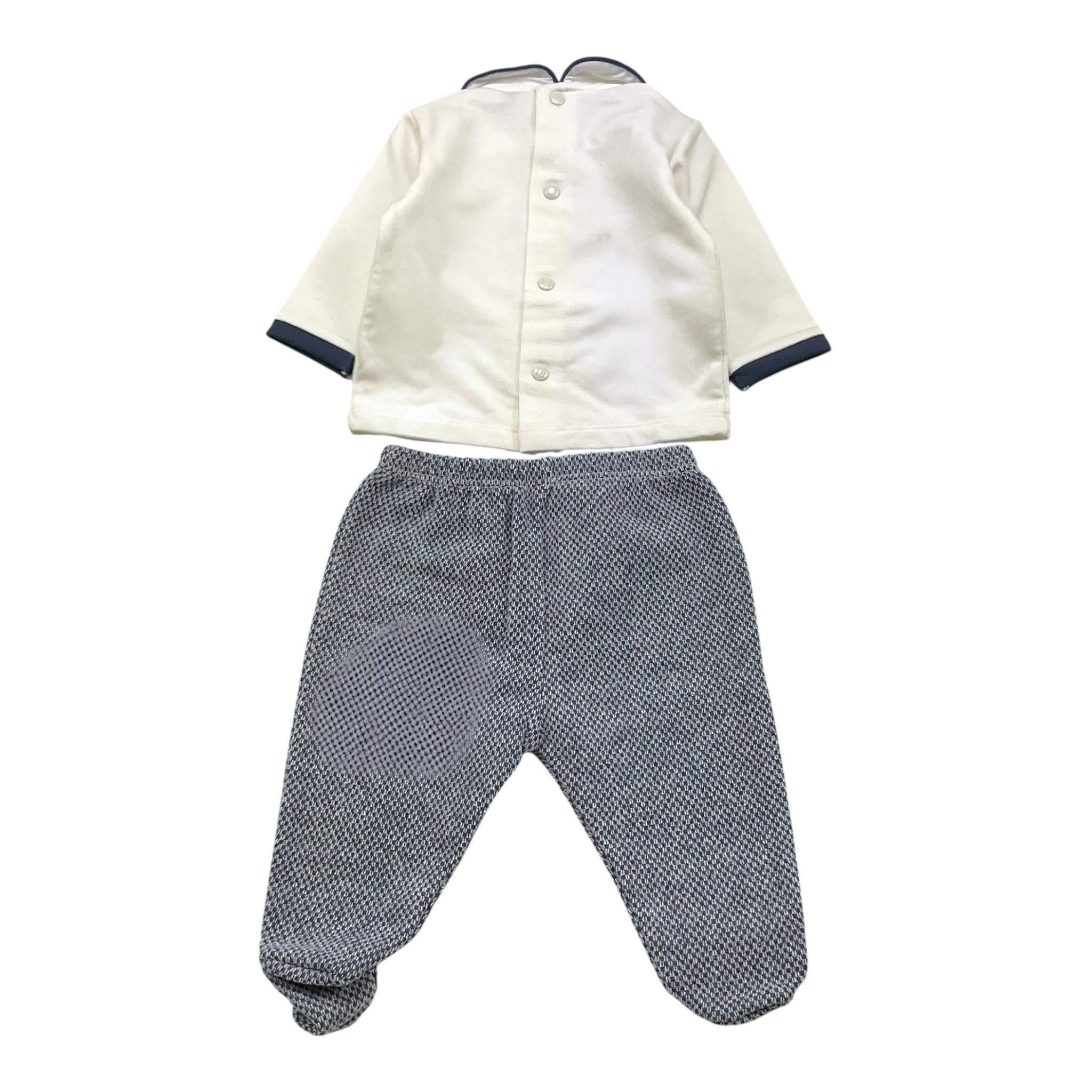 NINNAOH completo 2pz maglia-ghettina Bianco/blu per Neonato I21203C BIANCO/BLU NINNAOH