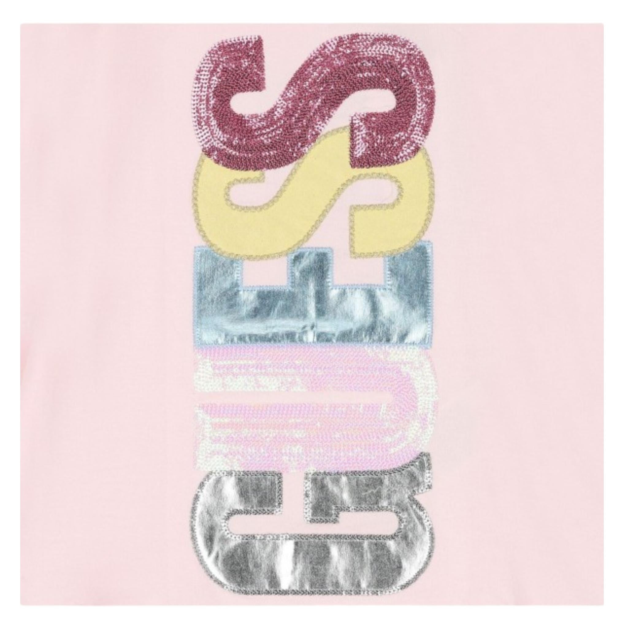 GUESS shirt girocollo tinta unita con stampa Rosa per Neonata K4YI06KAPO0X ROSA GUESS