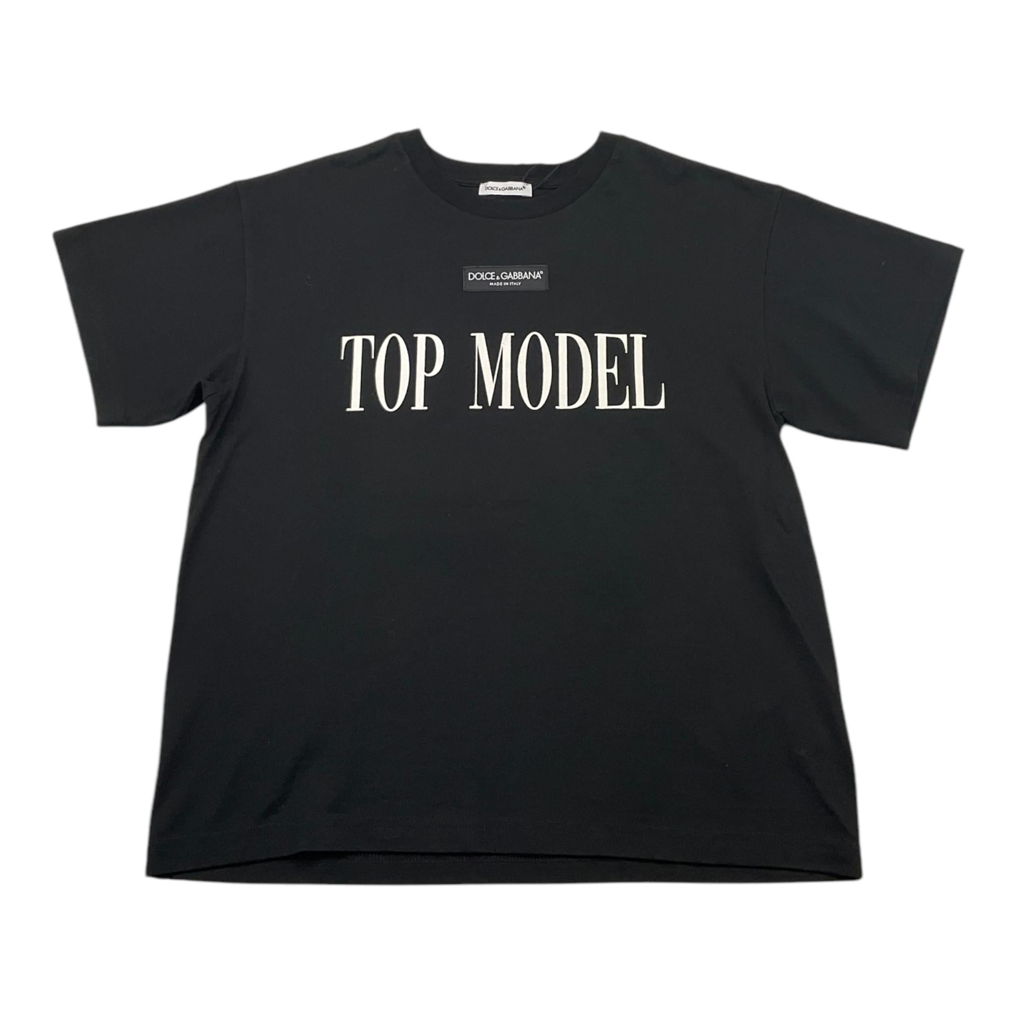DOLCE & GABBANA t-shirt girocollo tinta unita con stampa in contrasto Nero per Bambino L5JTHM NERO DOLCE & GABBANA