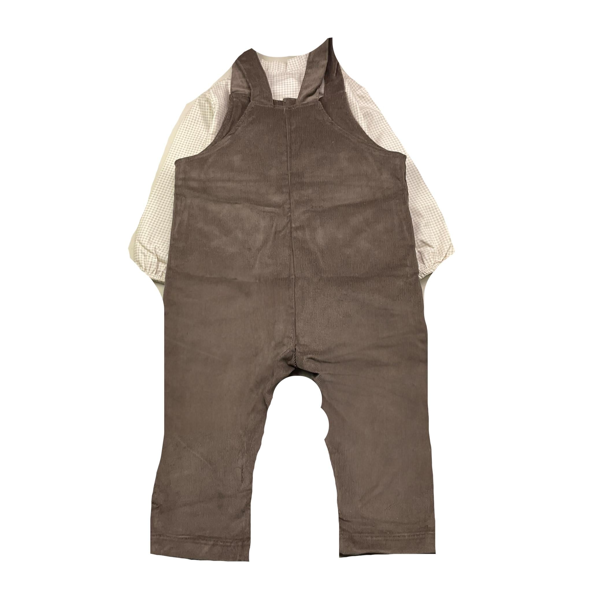 CALAMARO completo 2pz camicia-salopette bicolore Panna/marrone per Bambino 11064 PANNA/MARRONE CALAMARO