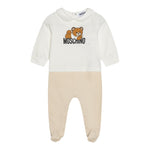 MOSCHINO tutina bicolore manica lunga con stampa orso Bianco/beige per Neonato MUY06ZO BIANCO/BEIGE MOSCHINO