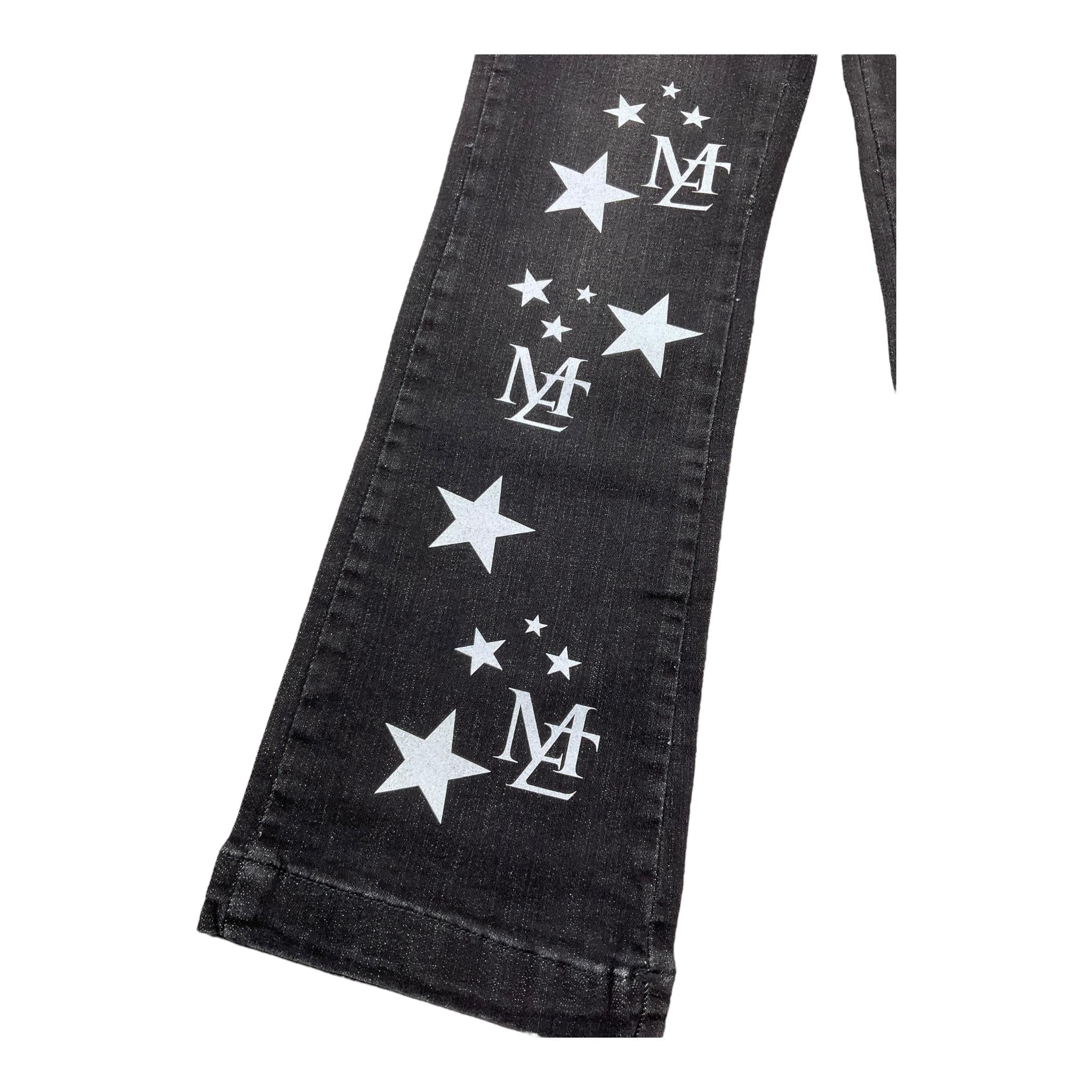 MARC ELLIS jeans tinta unita modello zampa con stampa Nero per Bambina JMJPT15468 NERO MARC ELLIS