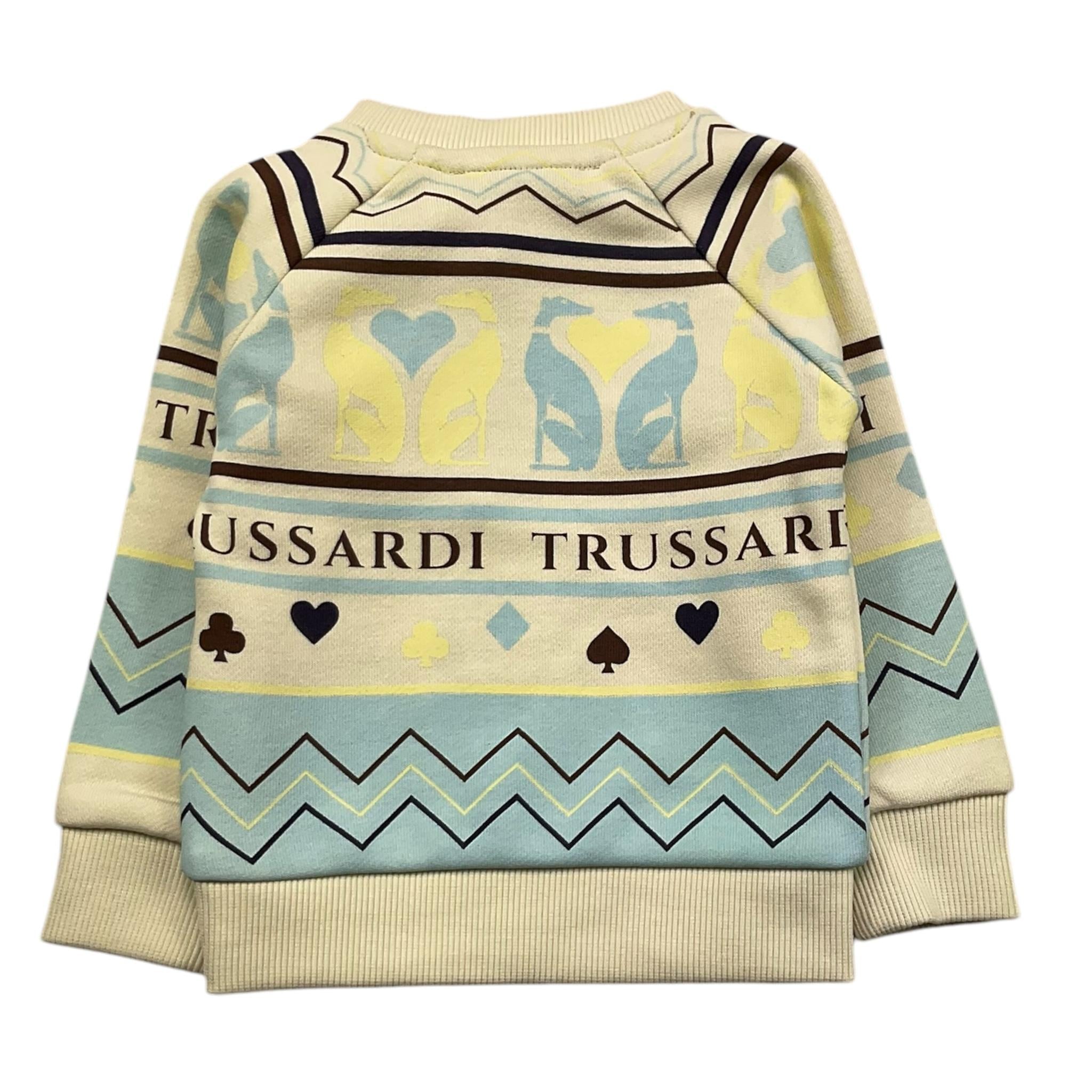 TRUSSARDI felpa chiusa girocollo stampa fantasia Avorio per Neonato TIA25168 AVORIO TRUSSARDI