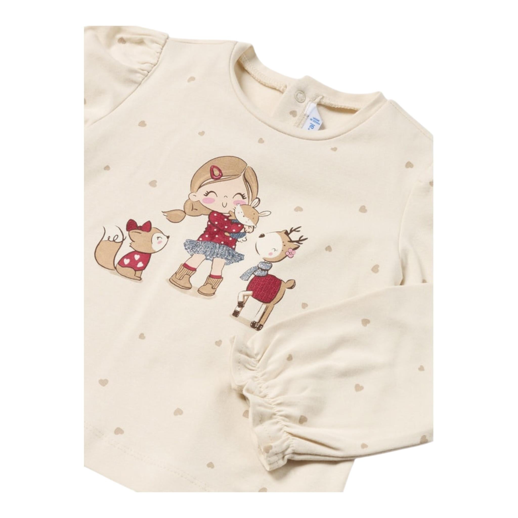MAYORAL shirt girocollo tinta unita con stampa Beige per Neonata 2049 BEIGE MAYORAL