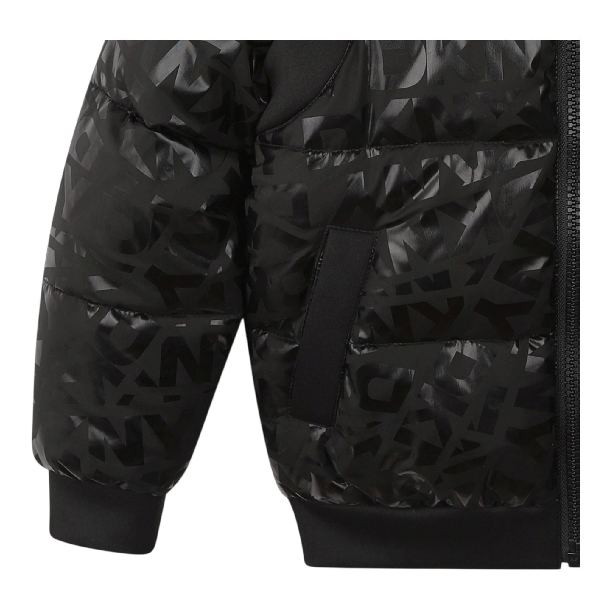 DKNY giubbino tinta unita cn cappuccio e loghi Nero per Bambino D60200 NERO DKNY
