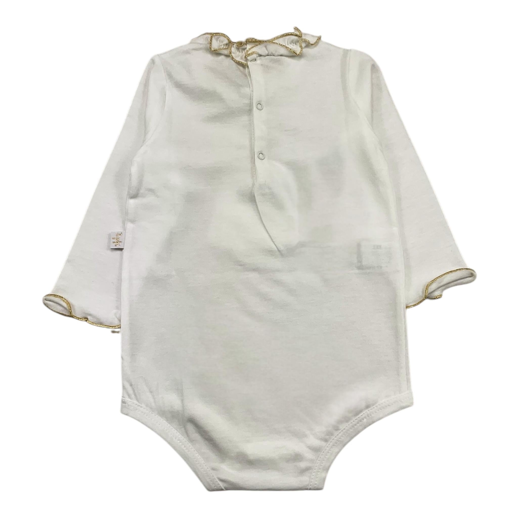IL GUFO body manica lunga tinta unita con collo rouches Bianco per Neonata A24MB044MF002 BIANCO IL GUFO