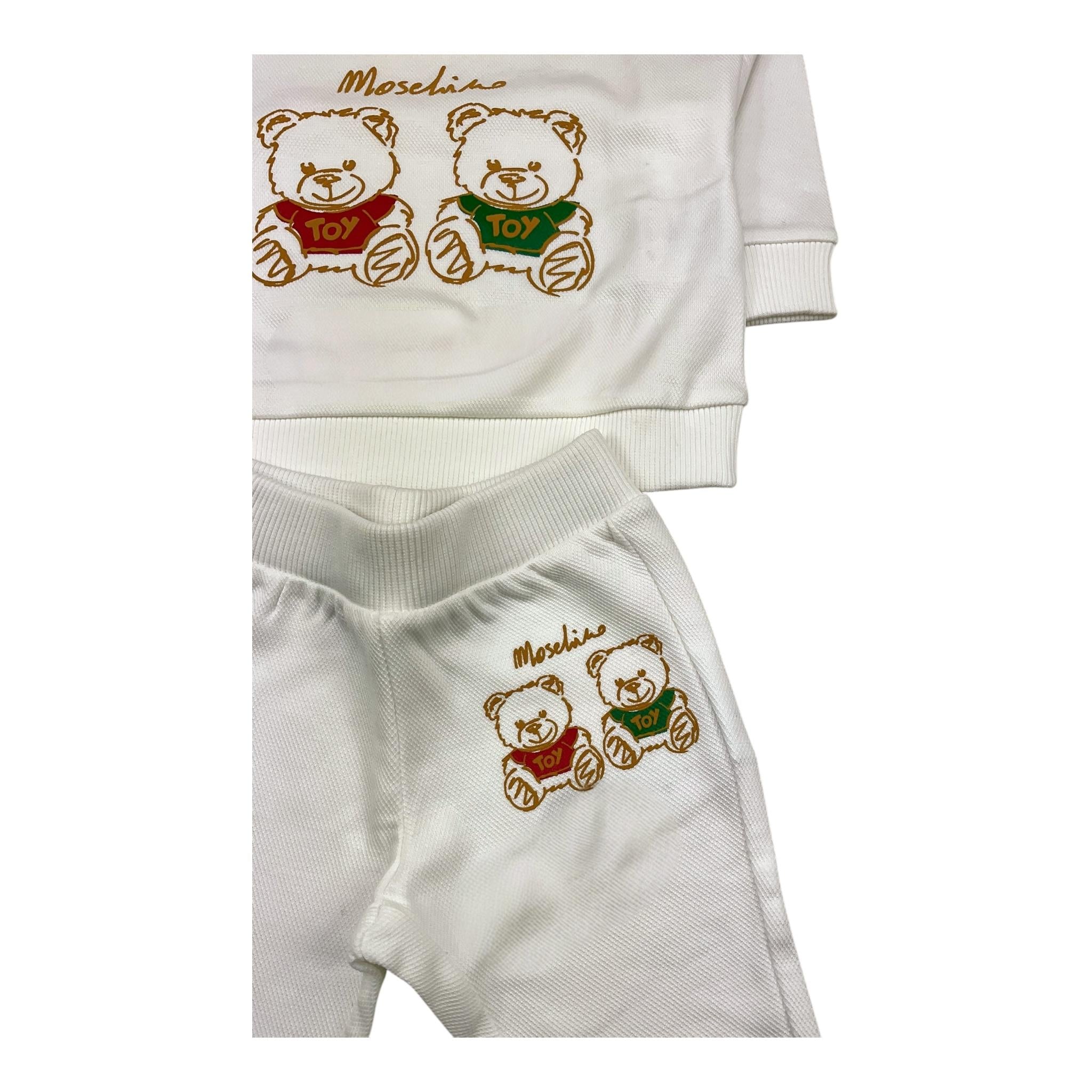MOSCHINO completo 2 pezzi felpa-pantalone tinta unita Bianco per Neonato MPK039 BIANCO MOSCHINO