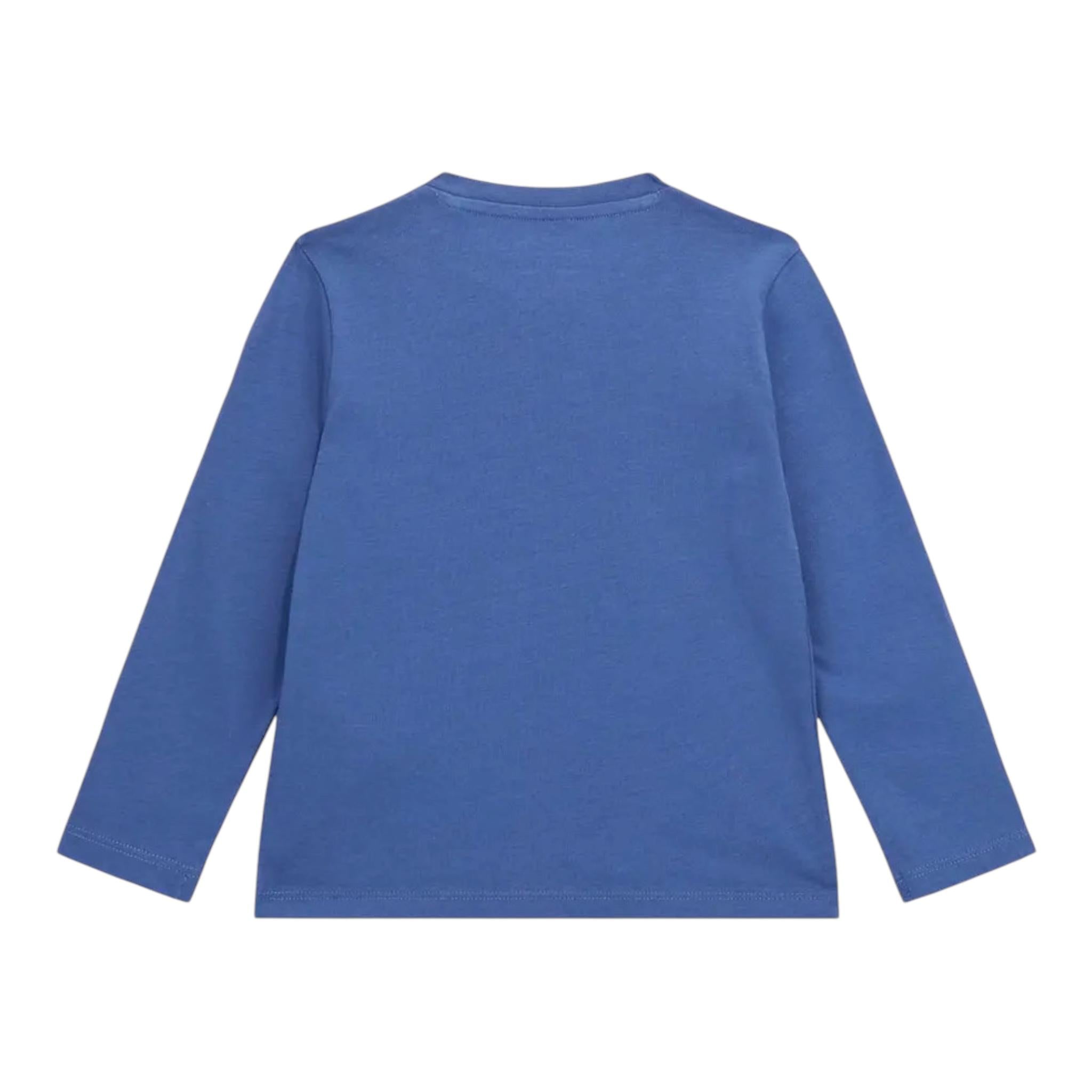 GUESS shirt girocollo tinta unita con stampa Blu per Bambino N4YI30K8HM4J BLU GUESS