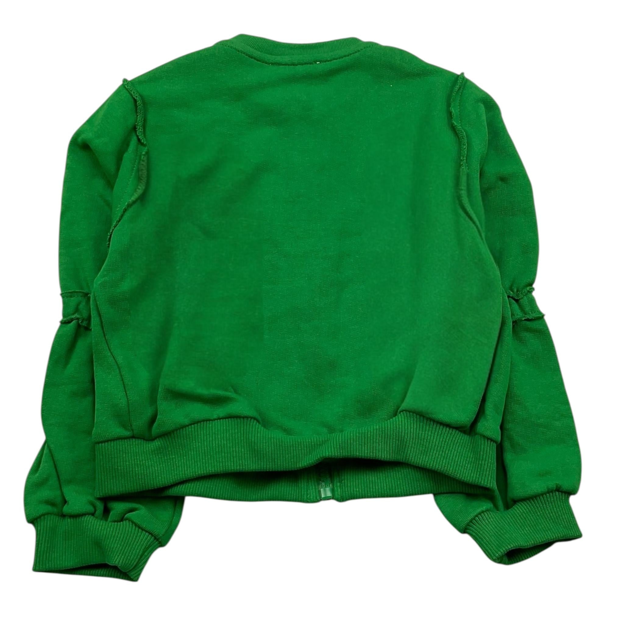 M+E' felpa con zip tinta unita con ricami Verde per Bambina UE0569 VERDE M+E'