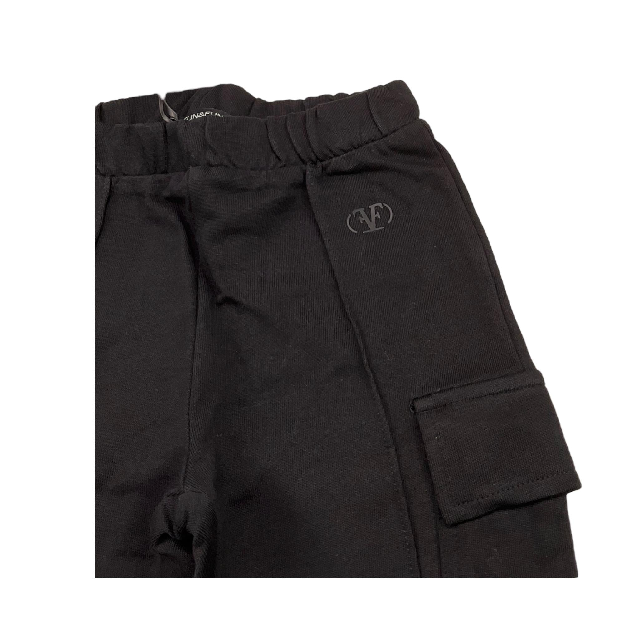 FUN & FUN pantalone tuta tinta unita con logo Nero per Bambina FJPT000009 NERO FUN & FUN