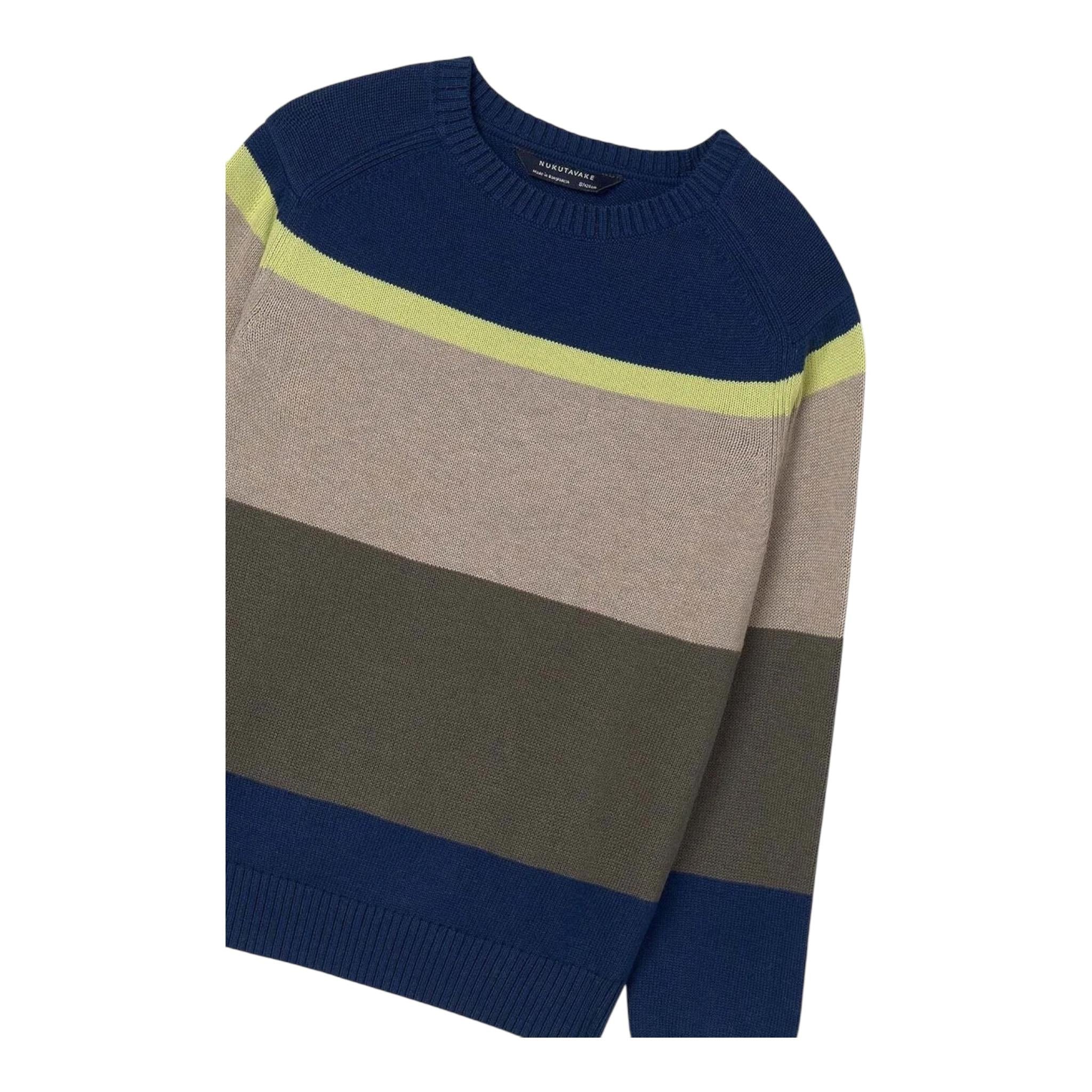 NUKUTAVAKE maglia tricolore con fantasia a righe girocollo Blu per Bambino 7393 BLU NUKUTAVAKE