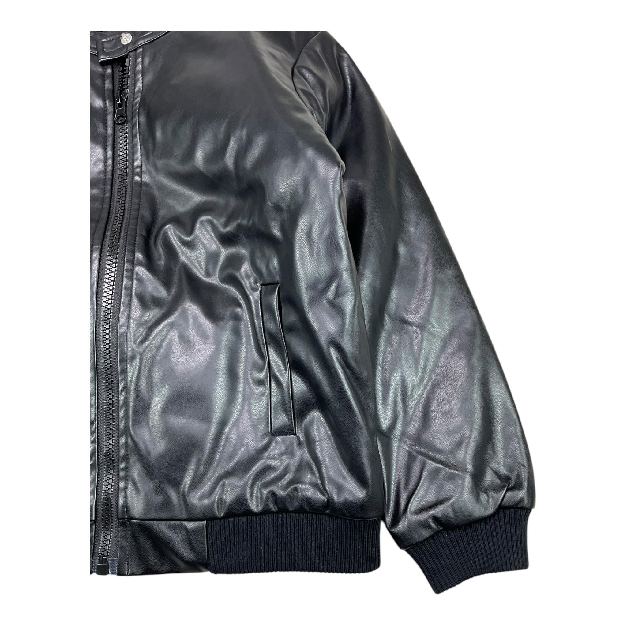 NEVER TOO giubbino in ecopelle tinta unita con zip Nero per Bambino NT1771R NERO NEVER TOO