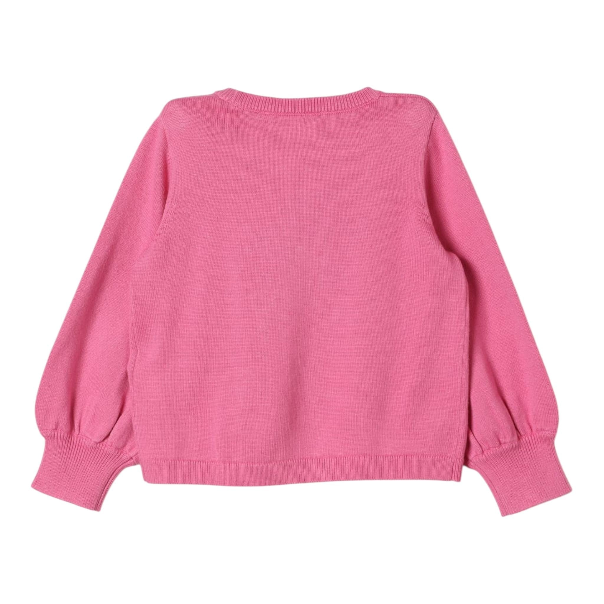 LIU JO maglia girocollo tinta unita con stampa Fuxia per Neonata KF4037MA07E FUXIA LIU JO