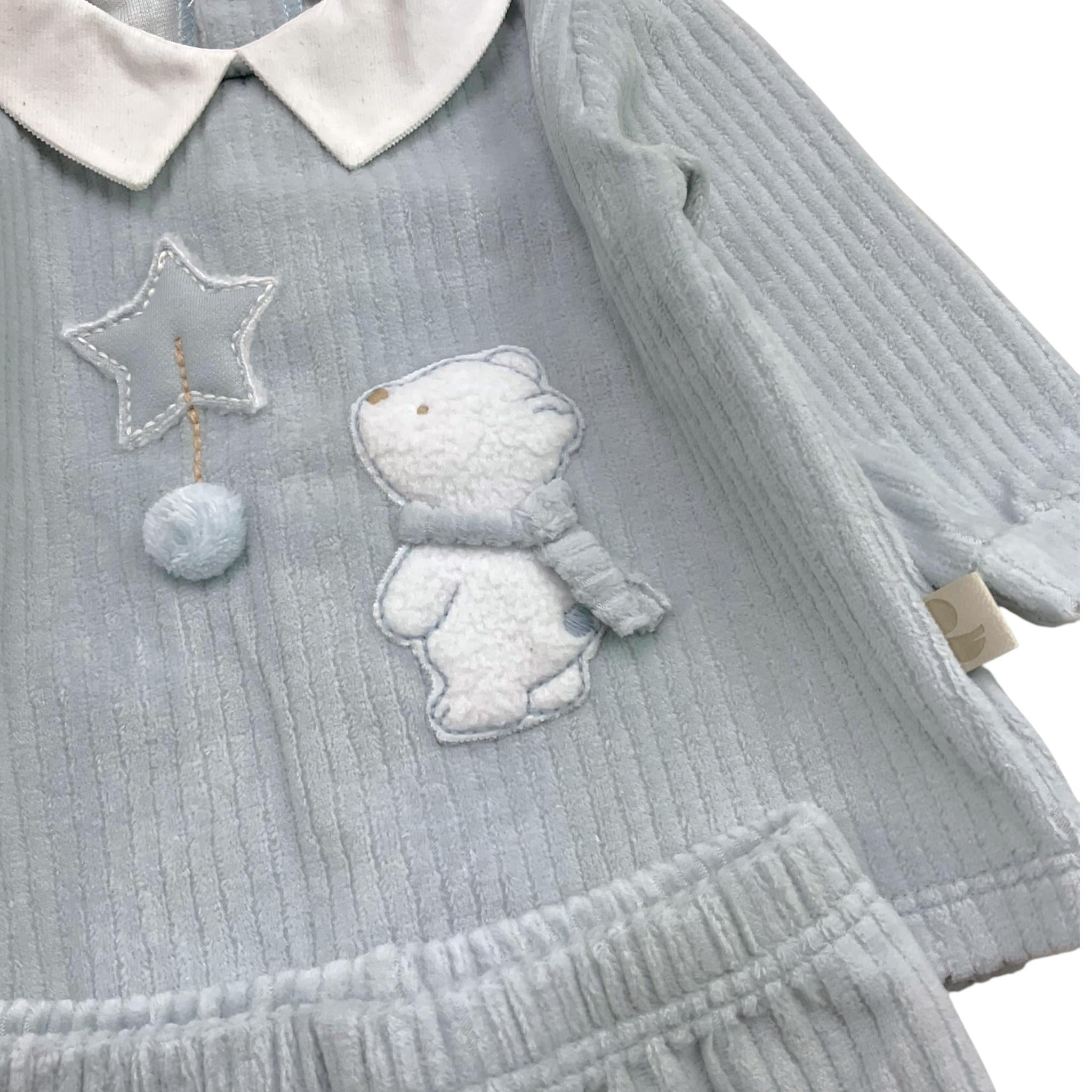 LALALU' completo 2pz maglia-ghettina tinta unita con stampa Azzurro per Neonata CPL1N AZZURRO LALALU'
