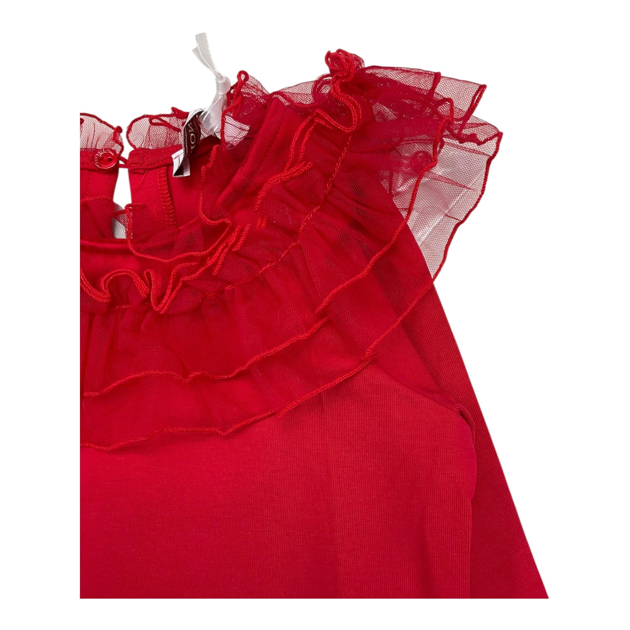 MONNALISA shirt tinta unita con colletto velato Rosso per Neonata 17B603 ROSSO MONNALISA
