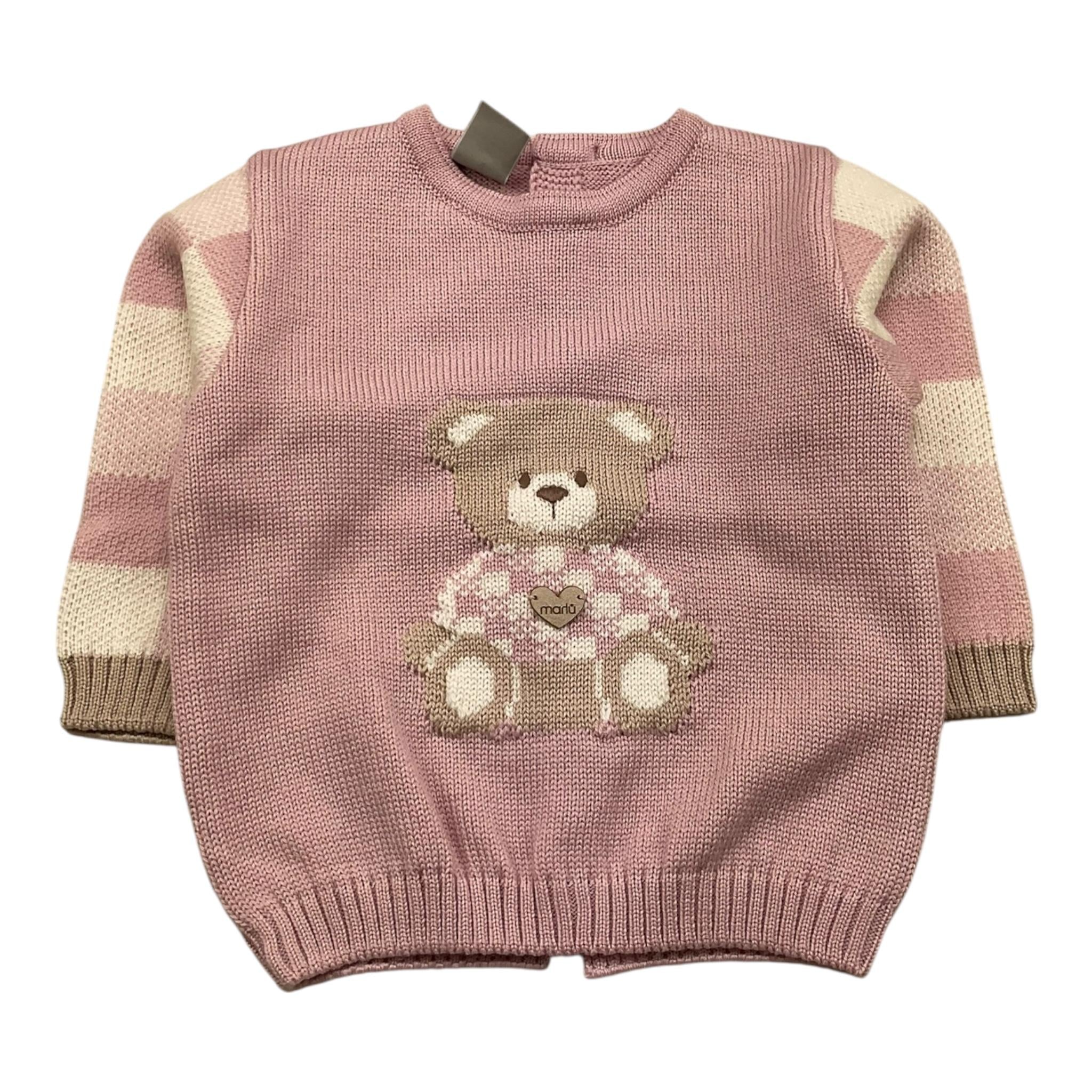 MARLU' maglia girocollo tinta unita con ricamo orso Rosa per Neonata MRLC ROSA MARLU'