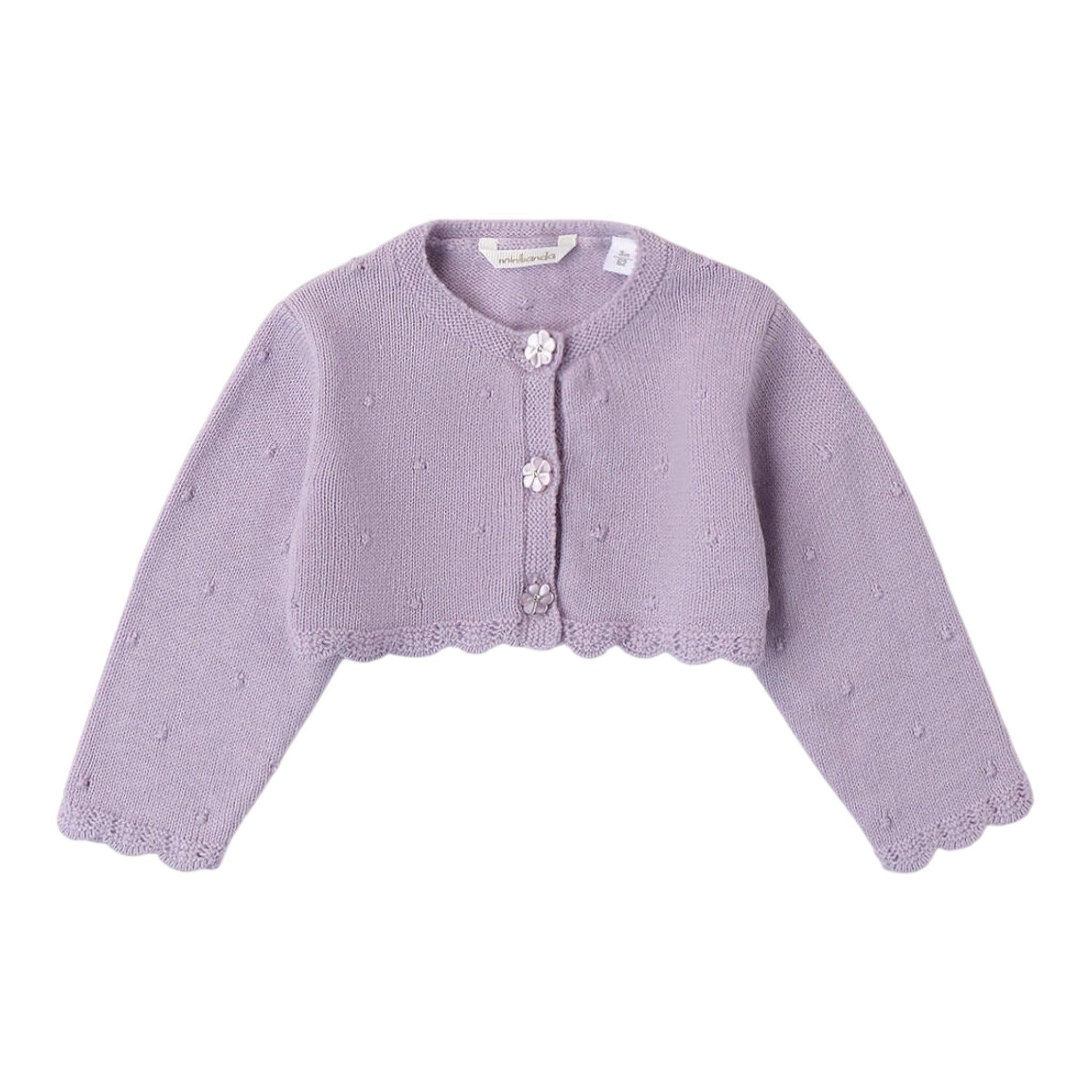 MINI BANDA coprispalle tinta unita con bottoni fiore Lilla per Neonata 3A743 LILLA MINI BANDA