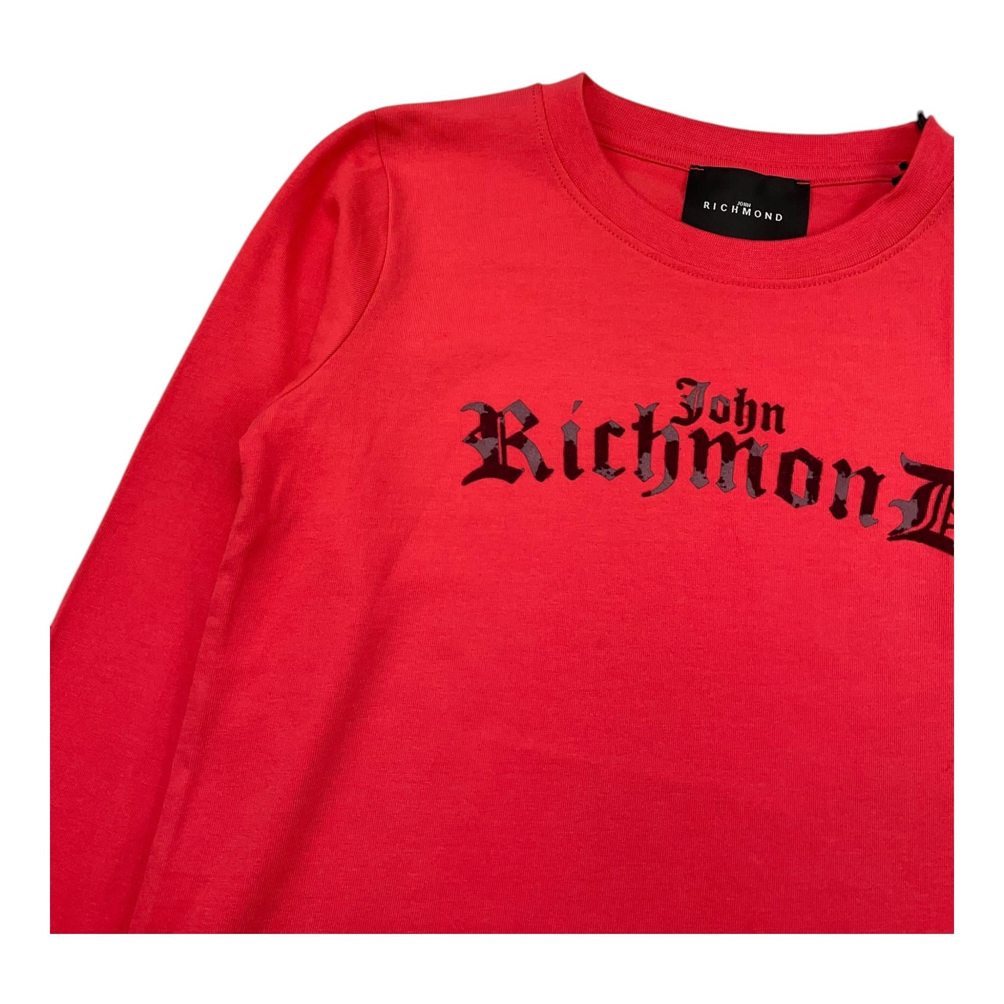JOHN RICHMOND shirt girocollo tinta unita con stampa in contrasto Fragola per Bambino RGA25134TS FRAGOLA JOHN RICHMOND