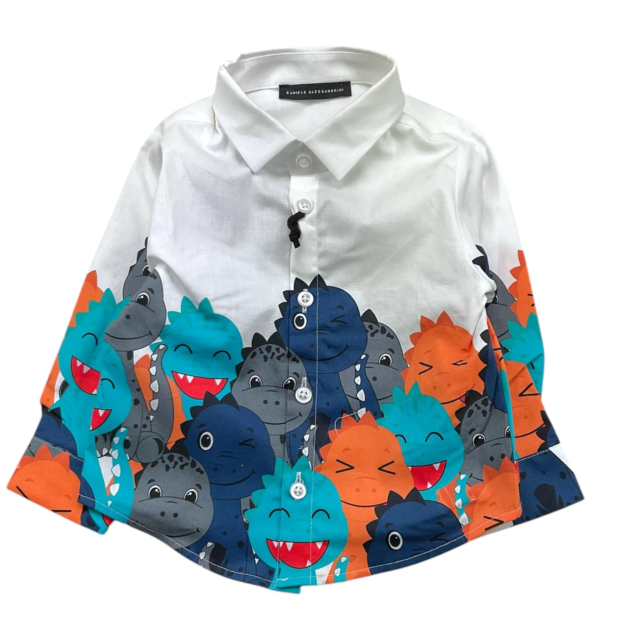 DANIELE ALESSANDRINI camicia tinta unita con stampa Bianco per Neonato 1291C00005 BIANCO DANIELE ALESSANDRINI
