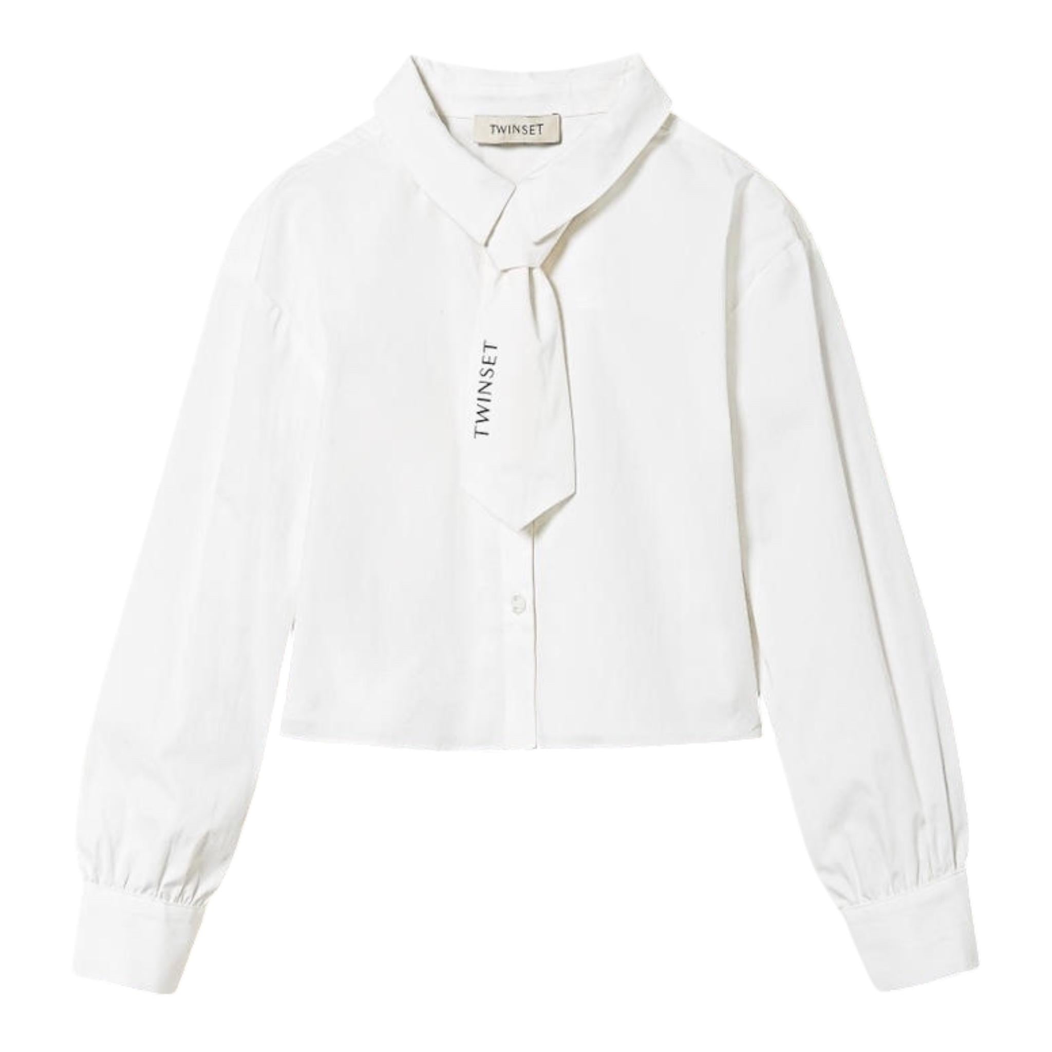 TWINSET camicia tinta unita con cravatta Bianco per Bambina 242GJ2130 BIANCO TWINSET