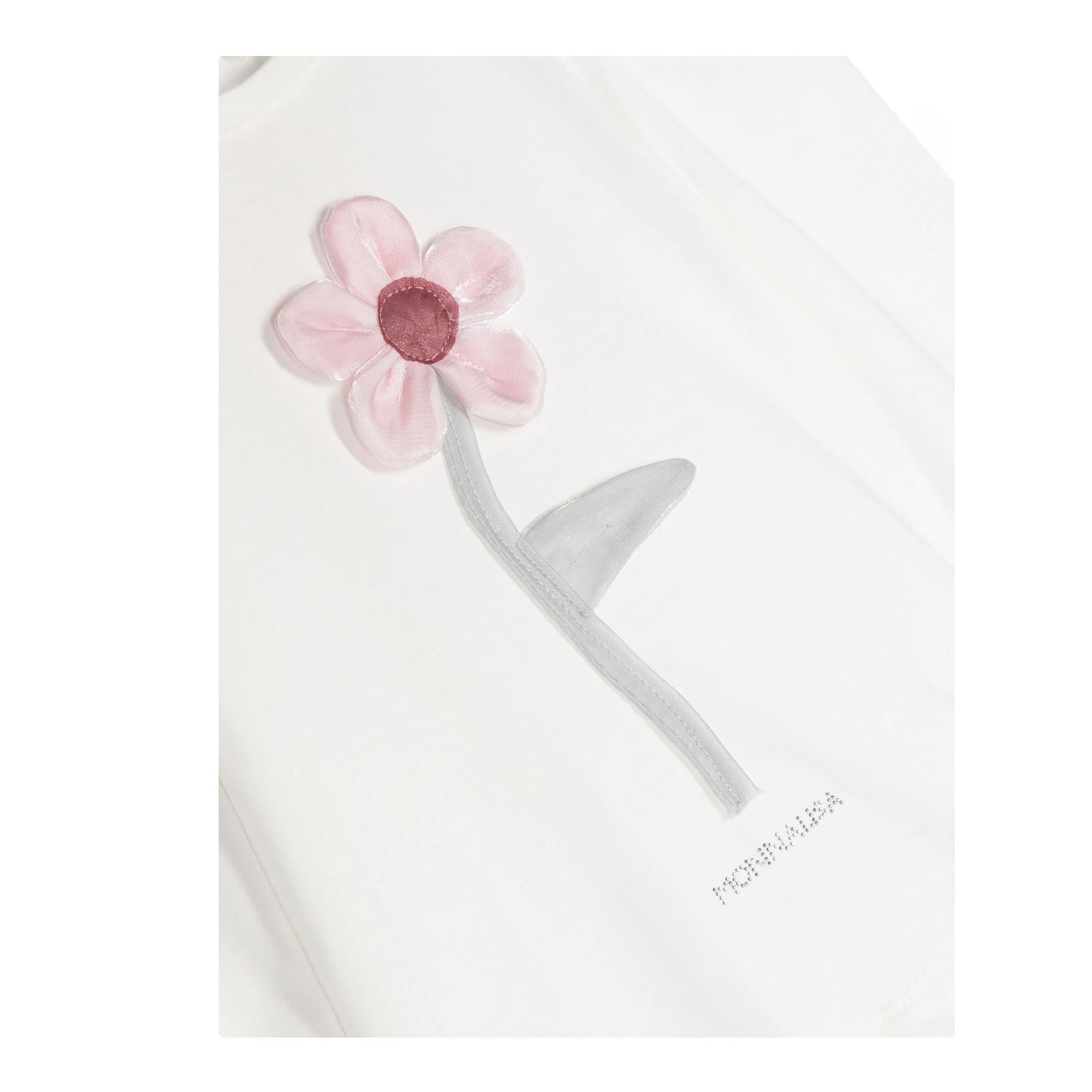MONNALISA shirt tinta unita cn fiore Bianco per Neonata 37D609N BIANCO MONNALISA