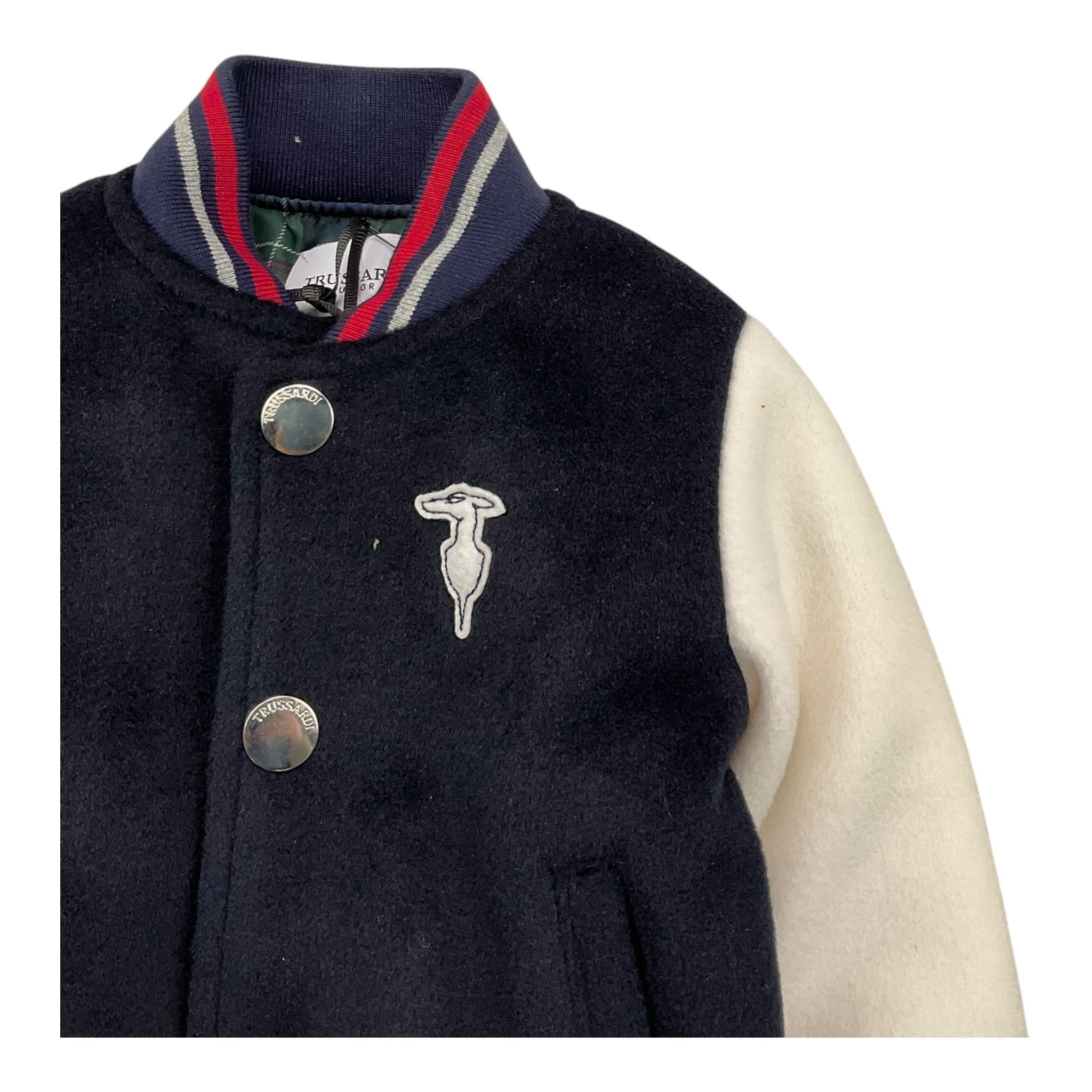 TRUSSARDI giubbino tinta unita modello college con maniche in contrasto Blu per Neonato TIA25029GB BLU TRUSSARDI
