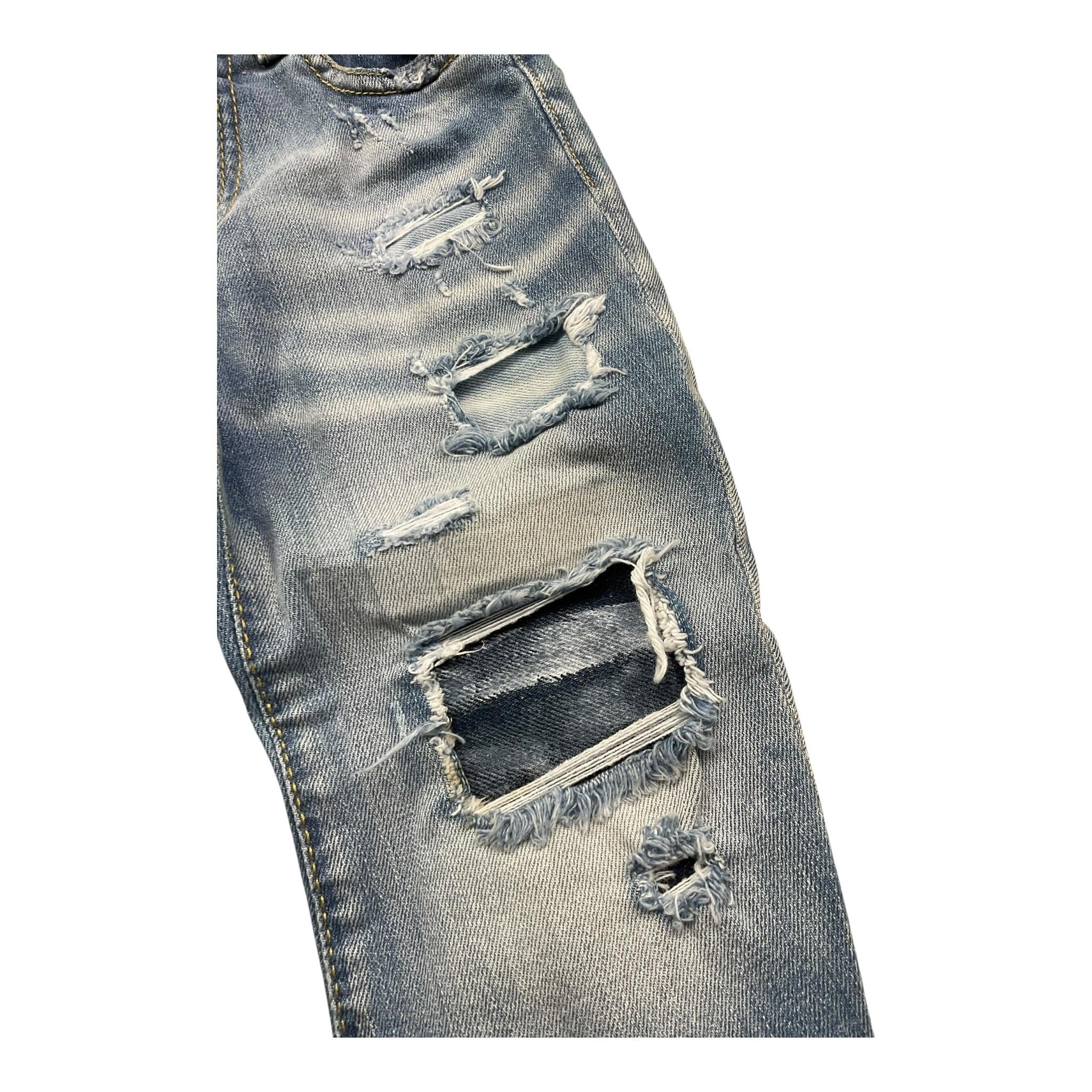 YES LONDON jeans tinta unita con strappi Azzurro per Bambino JR1083 AZZURRO YES LONDON