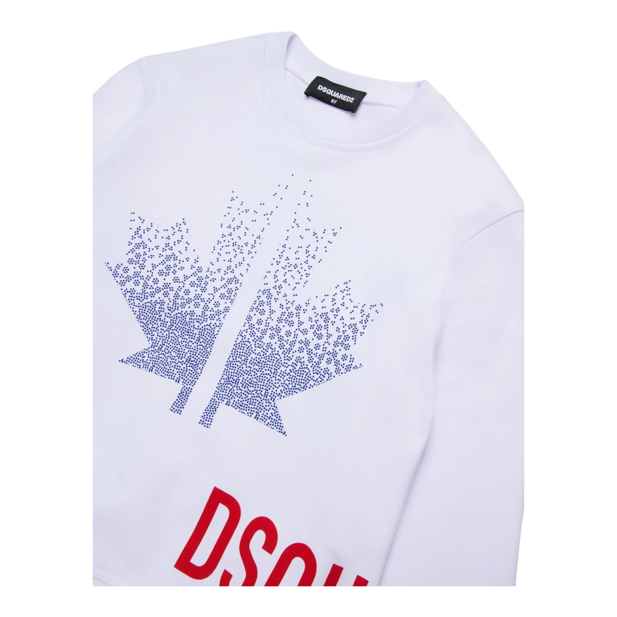 DSQUARED2 felpa chiusa girocollo tinta unita con stampa in contrasto Bianco per Bambino DQ2538XX BIANCO DSQUARED2