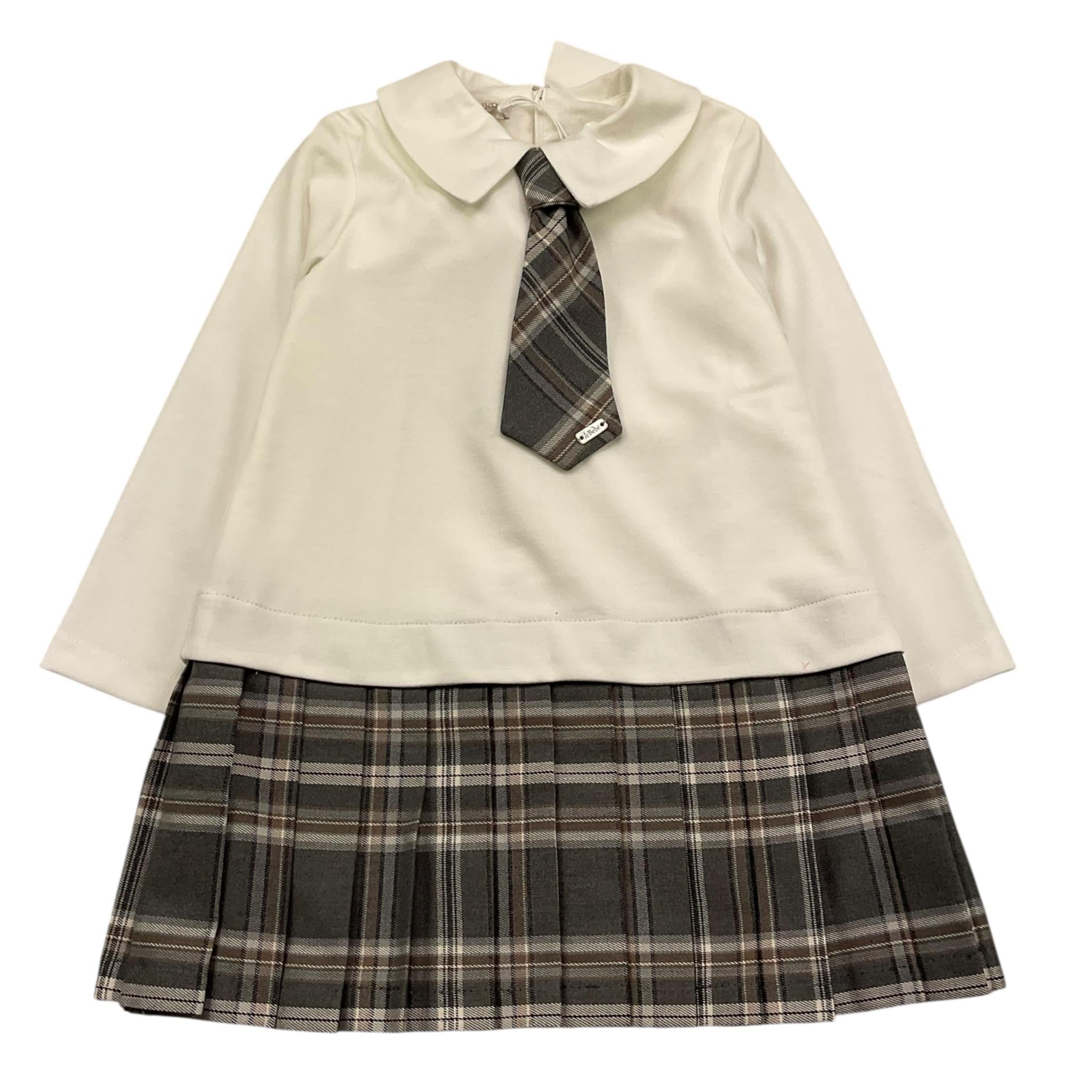 LE BEBE' abito manica lunga tinta unita con gonna e cravatta in contrast Bianco per Neonata LBG5351 BIANCO LE BEBE'
