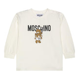 MOSCHINO abito felpa girocollo tinta unita con stampa Panna per Neonata MDV0BNX PANNA MOSCHINO