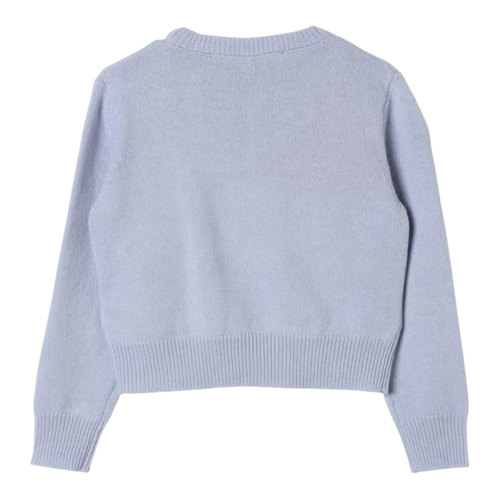 SIMONETTA maglia girocollo tinta unita con ricamo floreale Azzurro per Bambina SV9B10X AZZURRO SIMONETTA