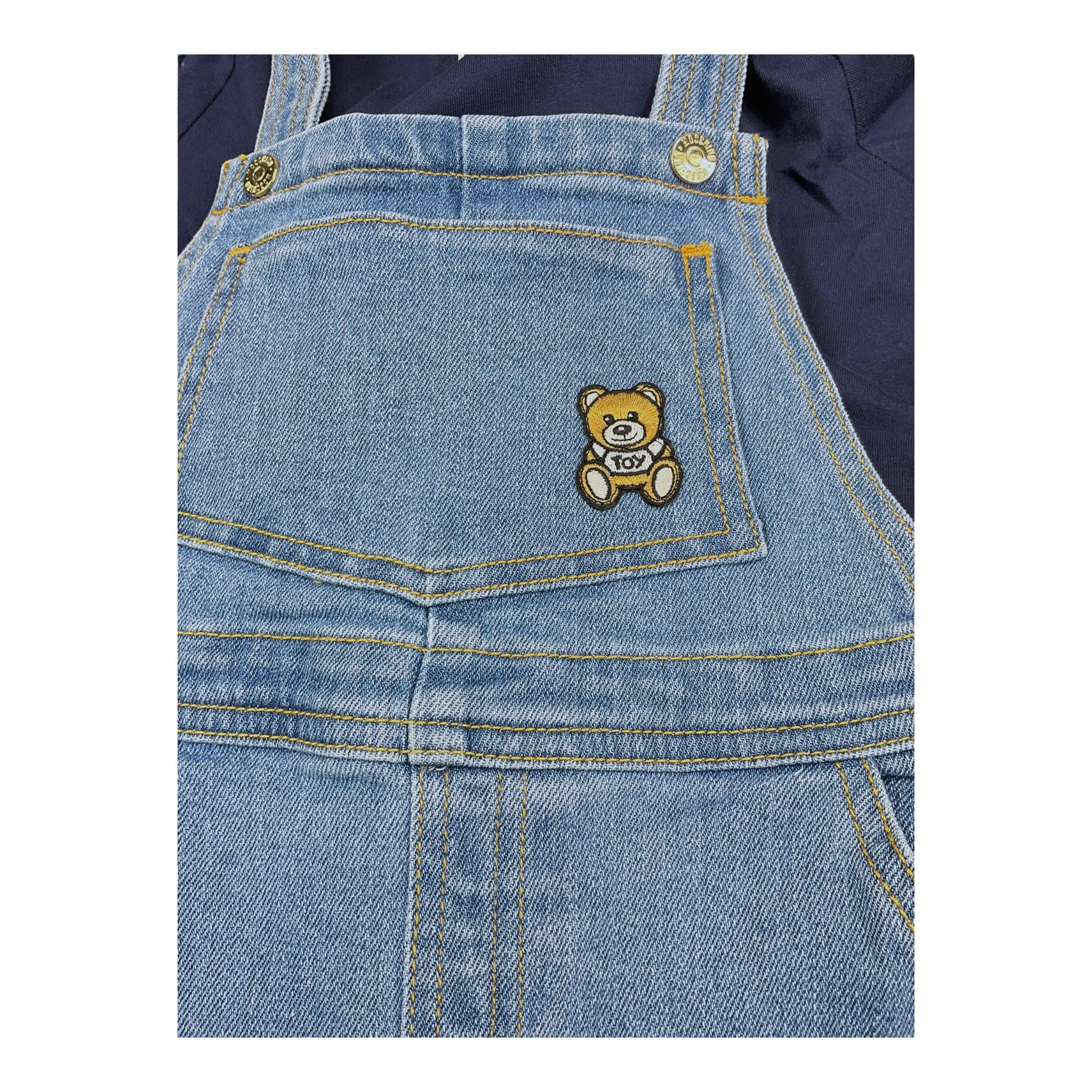 MOSCHINO completo 2 pezzi shirt-salopette in denim Azzurro per Neonato MUK04VL AZZURRO MOSCHINO