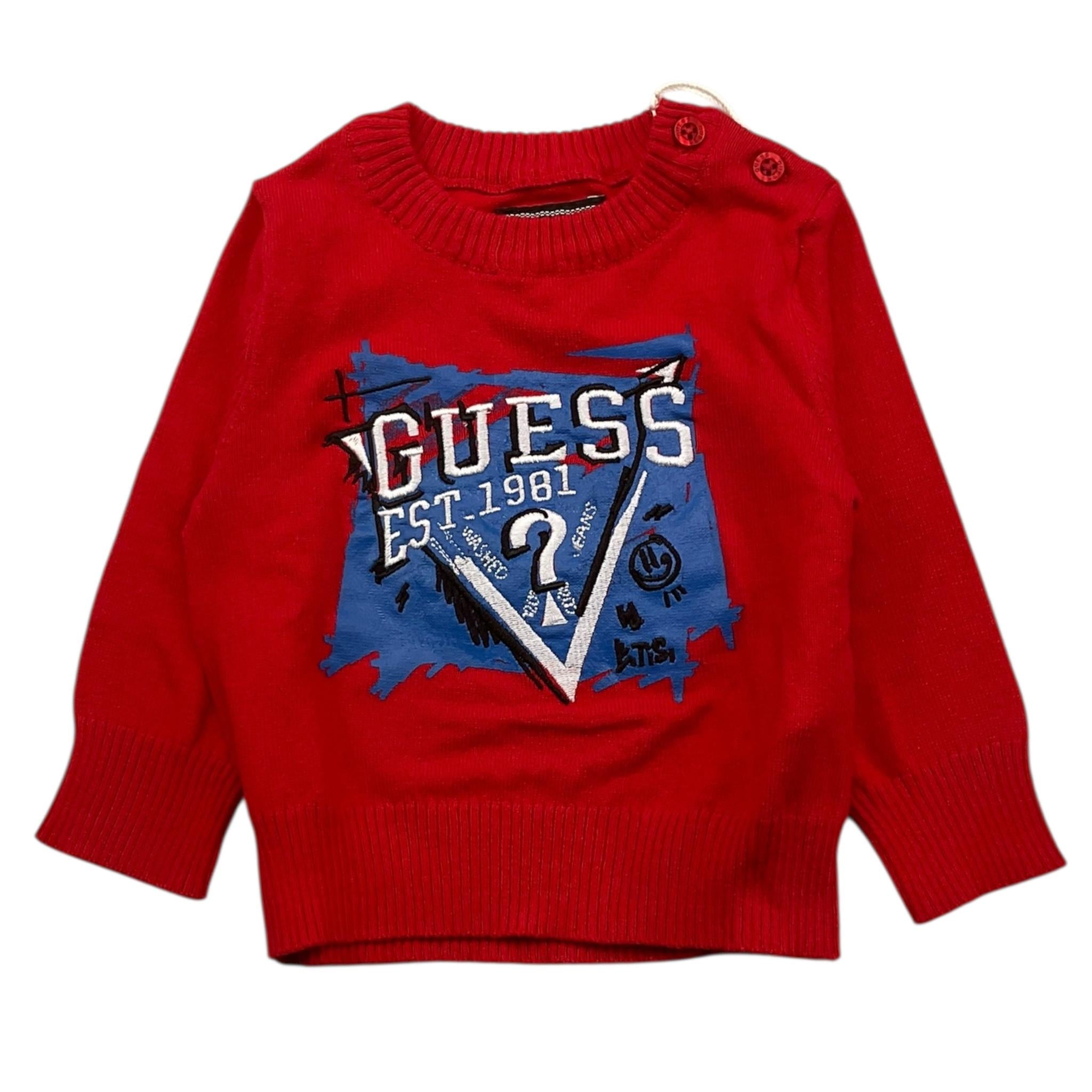 GUESS maglia girocollo tinta unita con stampa Rosso per Bambino N4YR03Z2VV0XXJ ROSSO GUESS