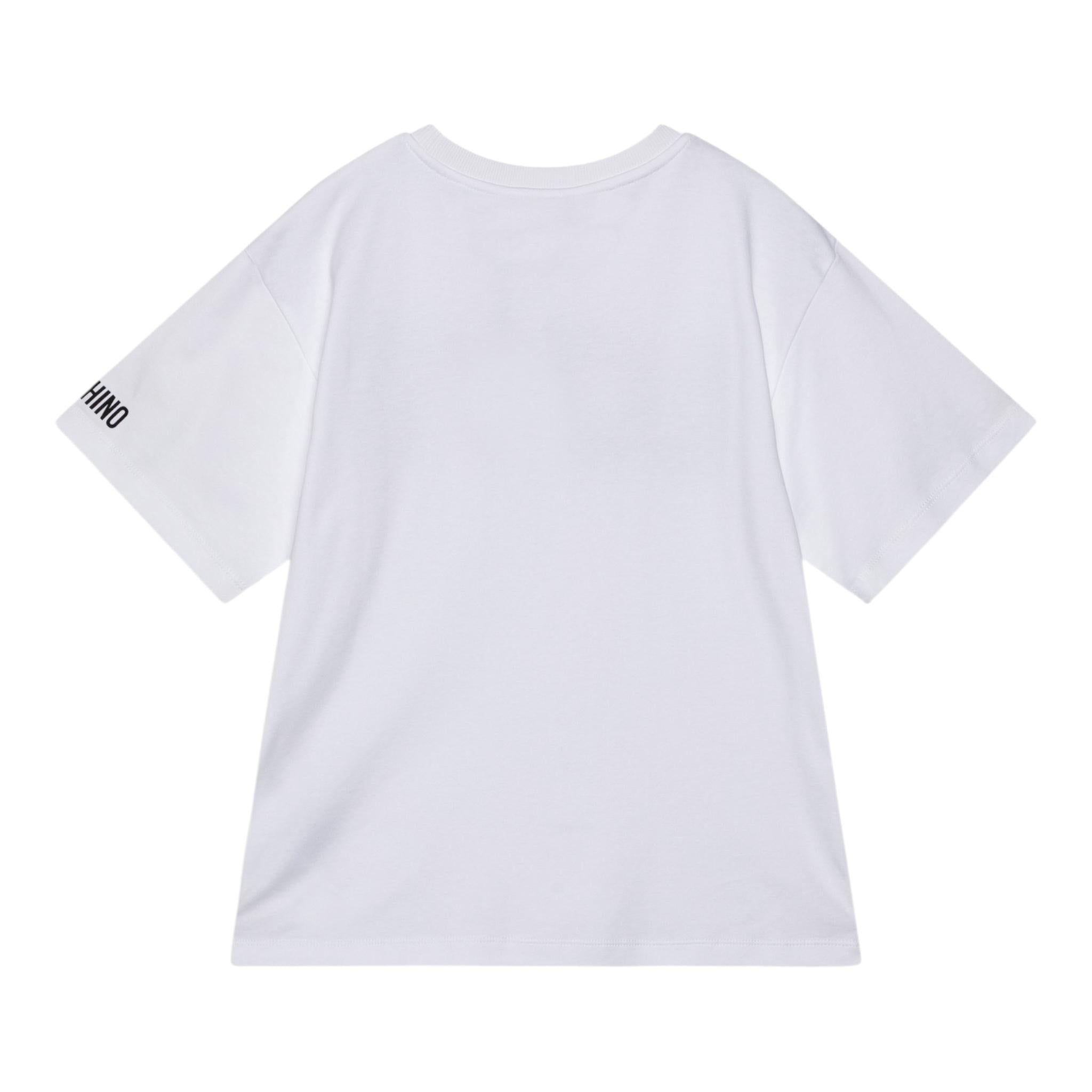 MOSCHINO t-shirt girocollo tinta unita con stampa Bianco per Bambina HDM06HXXX BIANCO MOSCHINO