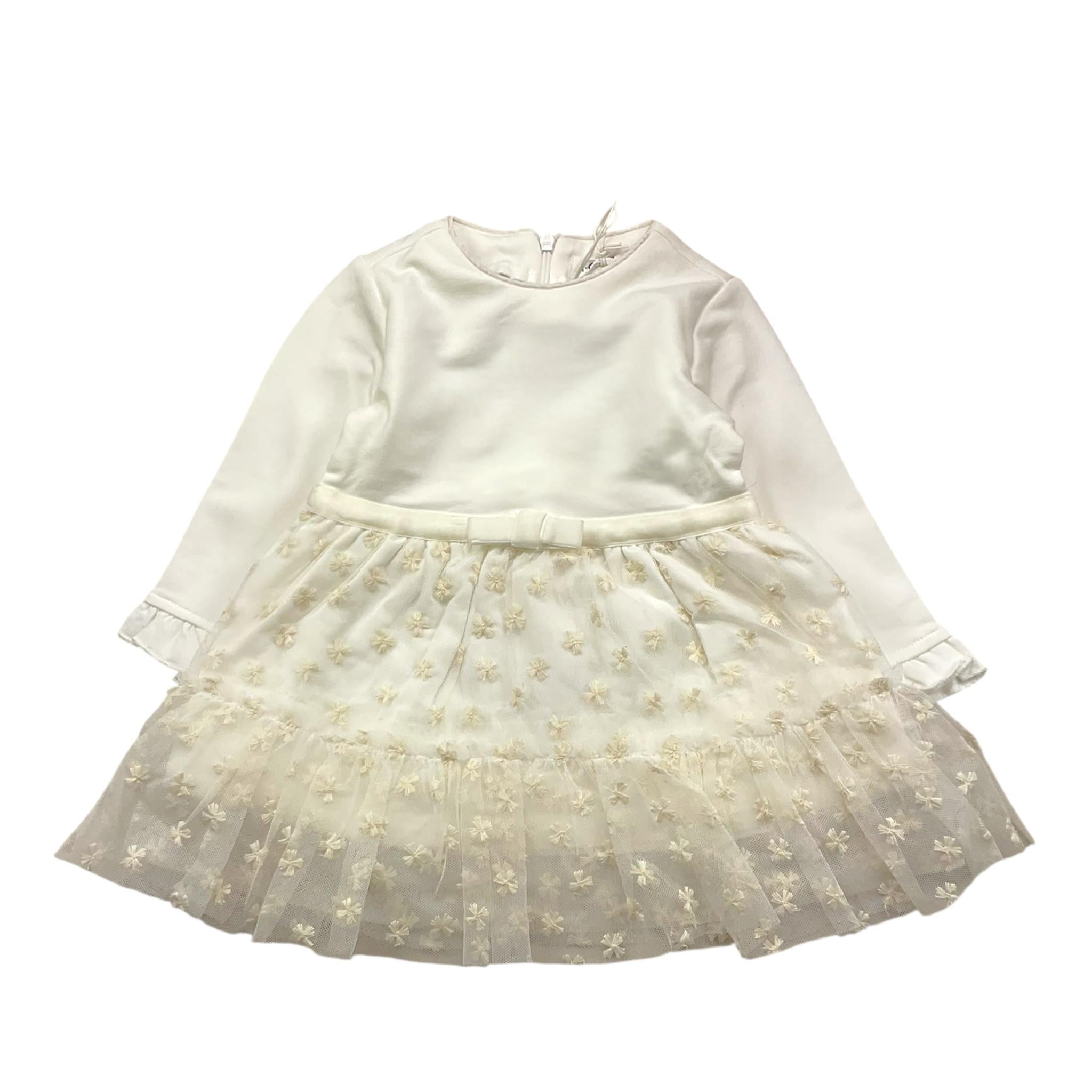 Y-CLU abito tinta unita con tulle Bianco per Neonata YN20727 BIANCO Y-CLU