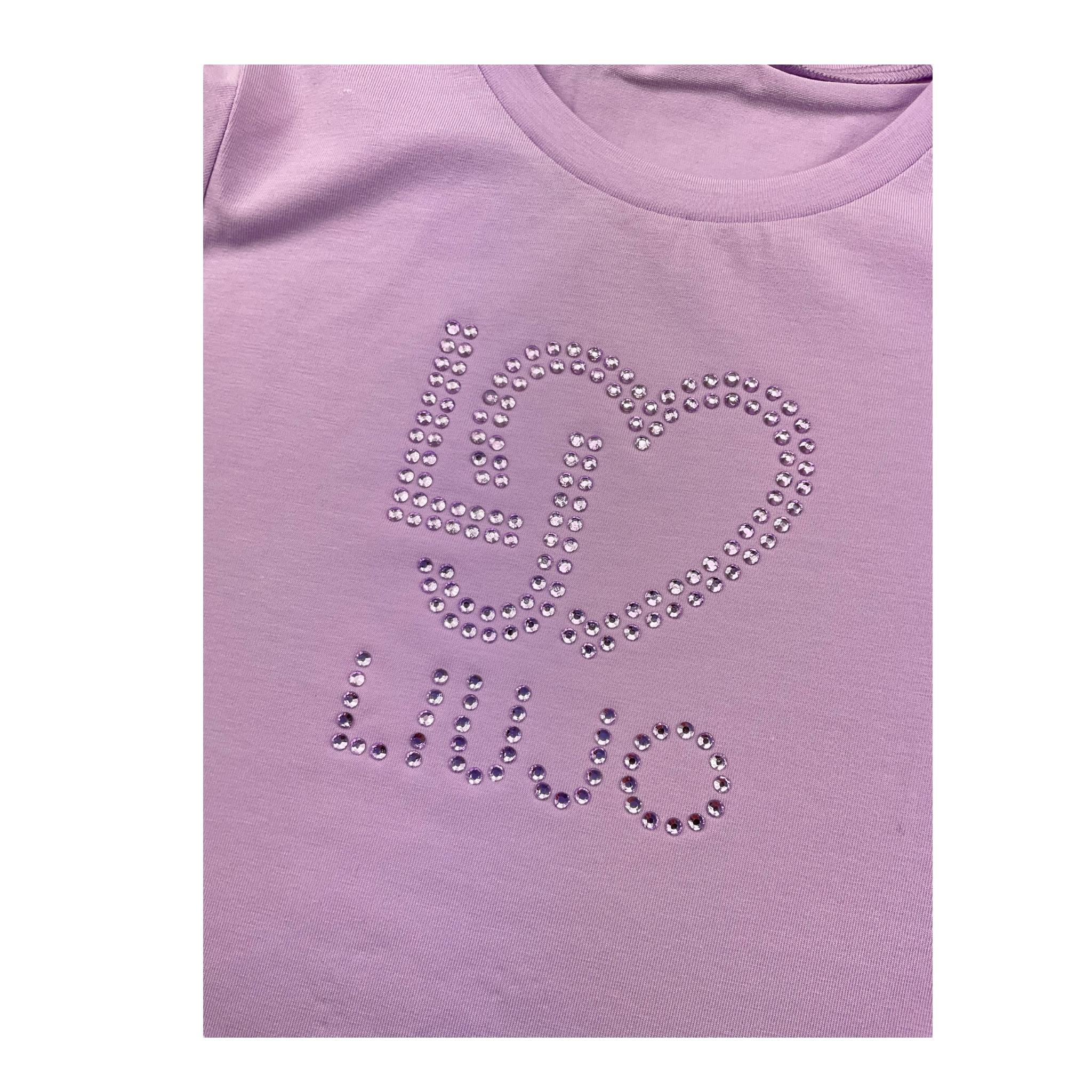 LIU JO shirt girocollo tinta unita con stampa Lilla per Bambina KF4069X LILLA LIU JO
