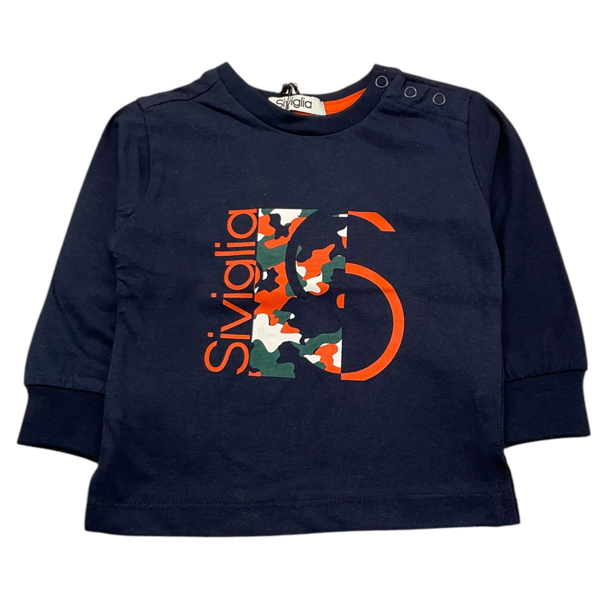 SIVIGLIA shirt girocollo tinta unita con stampa Blu per Neonato SVNTS00517 BLU SIVIGLIA