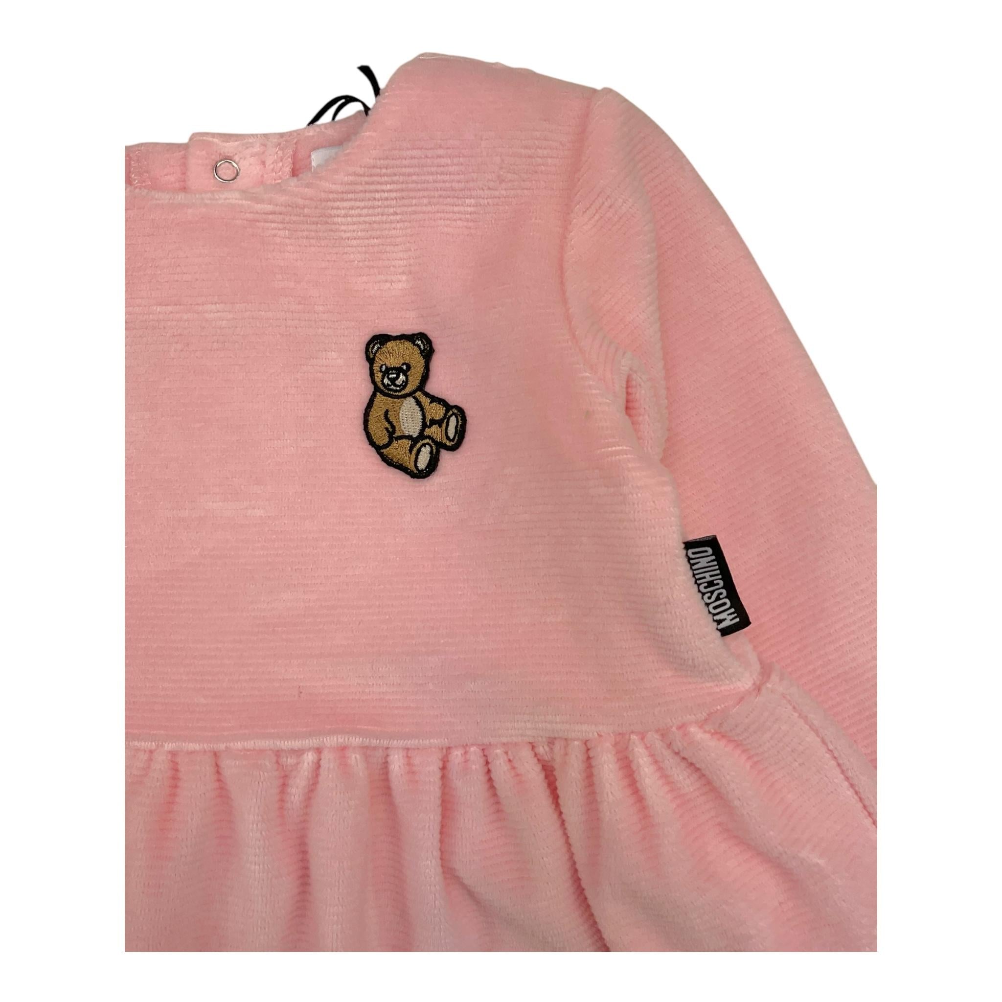 MOSCHINO abito tinta unita con stampa logo Rosa per Neonata MDV0CR ROSA MOSCHINO