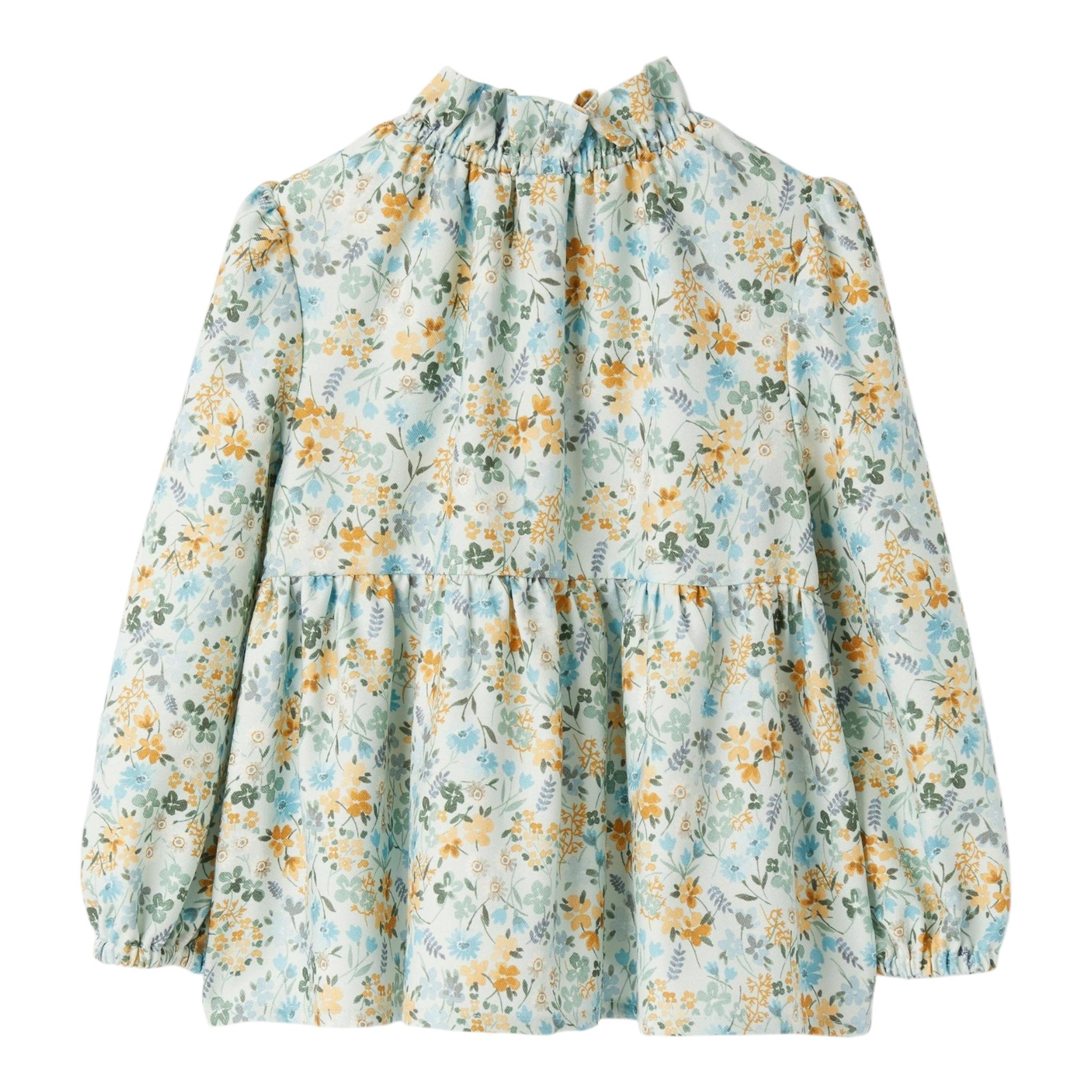 IL GUFO camicia manica lunga tinta unita con stampa fiori Azzurro per Bambina A24CL226R4006 AZZURRO IL GUFO