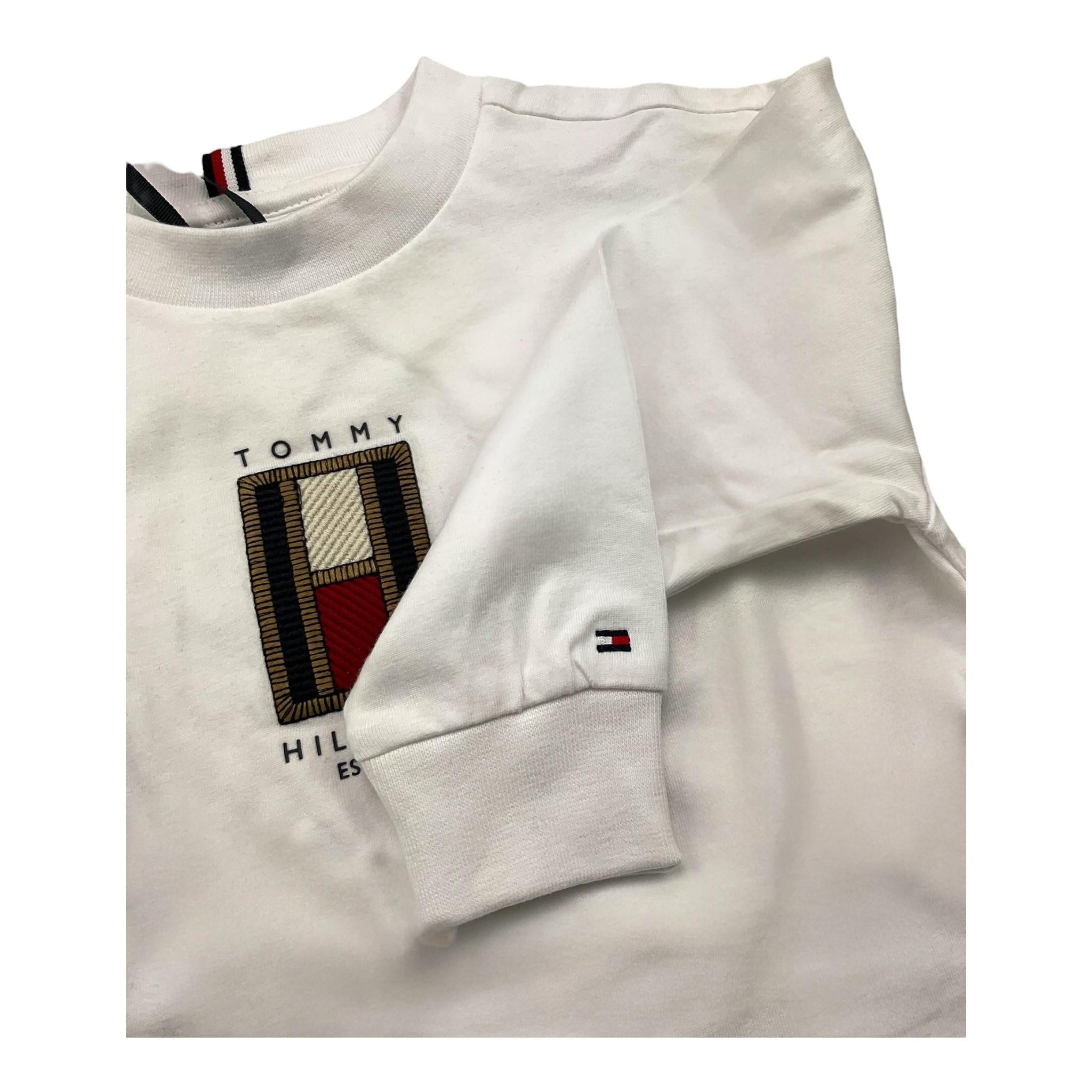 TOMMY HILFIGER shirt girocollo tinta unita con stampa logo Bianco per Bambino KB0KB09286 BIANCO TOMMY HILFIGER